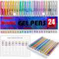 Metallic Gel Pens for Coloring Book,72 Color Gel Pens Set including 24 Color Gel Pen with 48 Refills,40% More Ink Colored Gel Pens for Drawing, Doodling, Scrapbook, Journaling