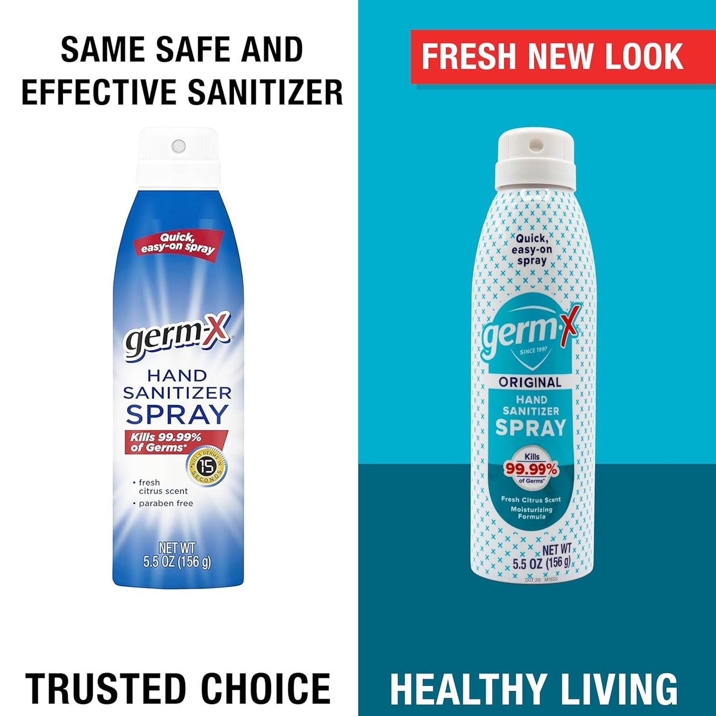 Germ-X Hand Sanitizer Spray, Non-Drying & Moisturizing with Vitamin E, Instant and No Rinse Formula, Fresh Citrus Scent, Back to School Supplies, Paraben Free, 5.5 Oz (Pack of 6)