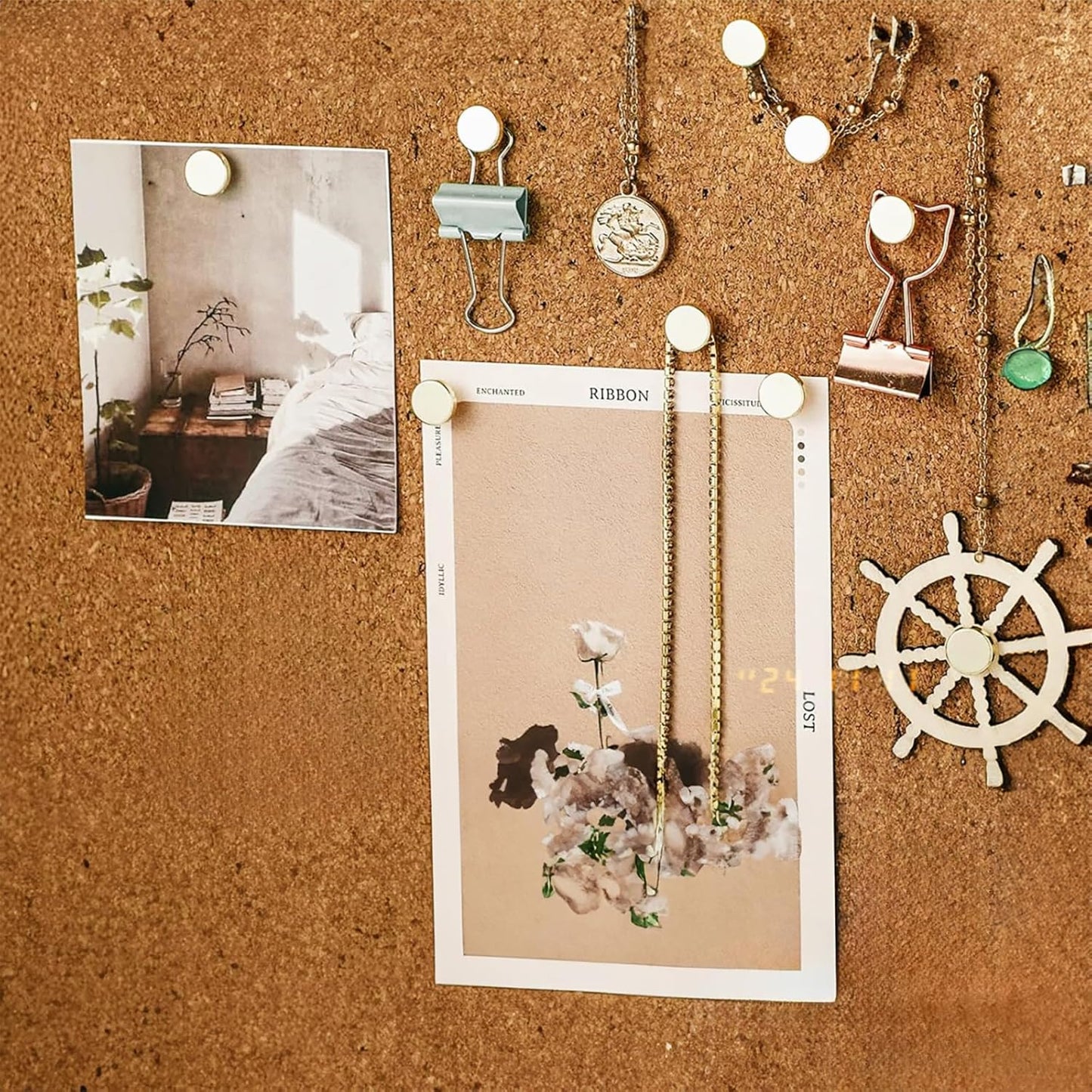 Golden Thumb Tacks, Multipurpose Upholstery Nails, Decorative Nail Heads, and Wall Tacks for Secure Fixing & DIY Projects, 100Pcs