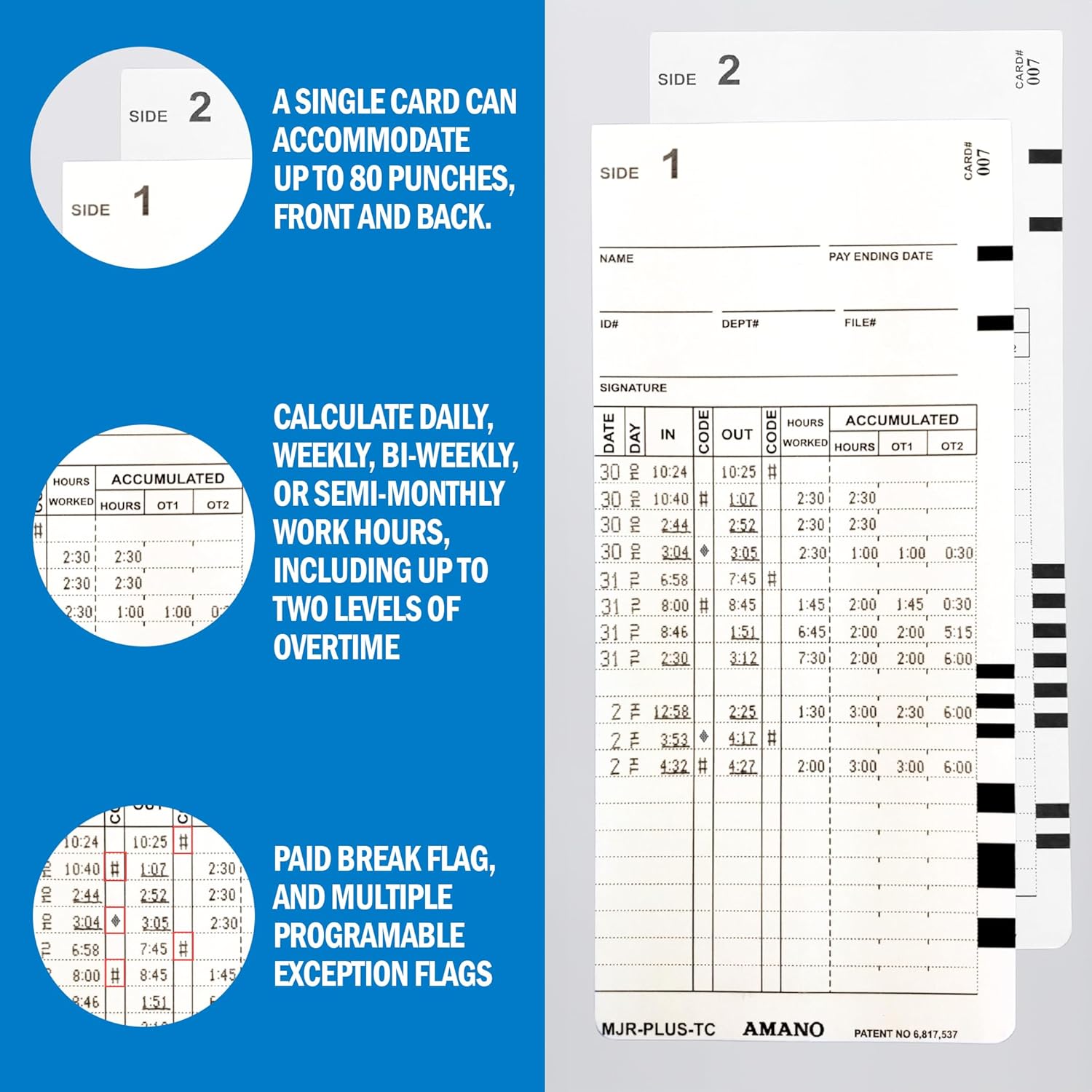 AMANO Calculating Time Clock with WiFi Connection to Free Cloud APP: View Employee Punch Times Remotely from Anywhere, Anytime (MJR-PLUSEZ)