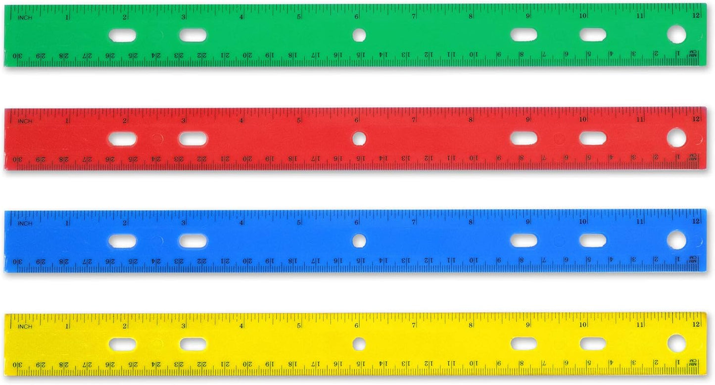 100 Pack Rulers Bulk for Classroom Kids | 12 Inch Rulers with Imperial (US Inches) and Metric (CM/Millimeter) Measure for Teachers, Students