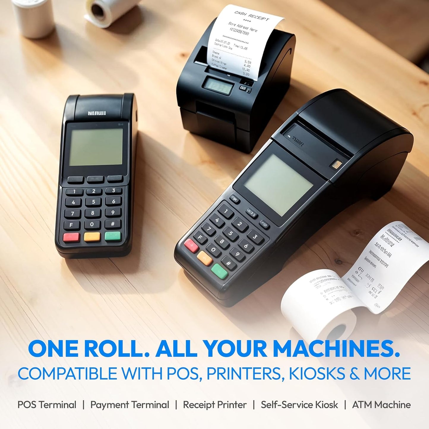 3 1/8" x 230' Thermal Paper (20 Rolls), BPA Free Receipt Paper, Fits Most Credit Card Machines POS & Cash Registers, High Compatibility, Bright White, Honeycomb Core, Durable Printing