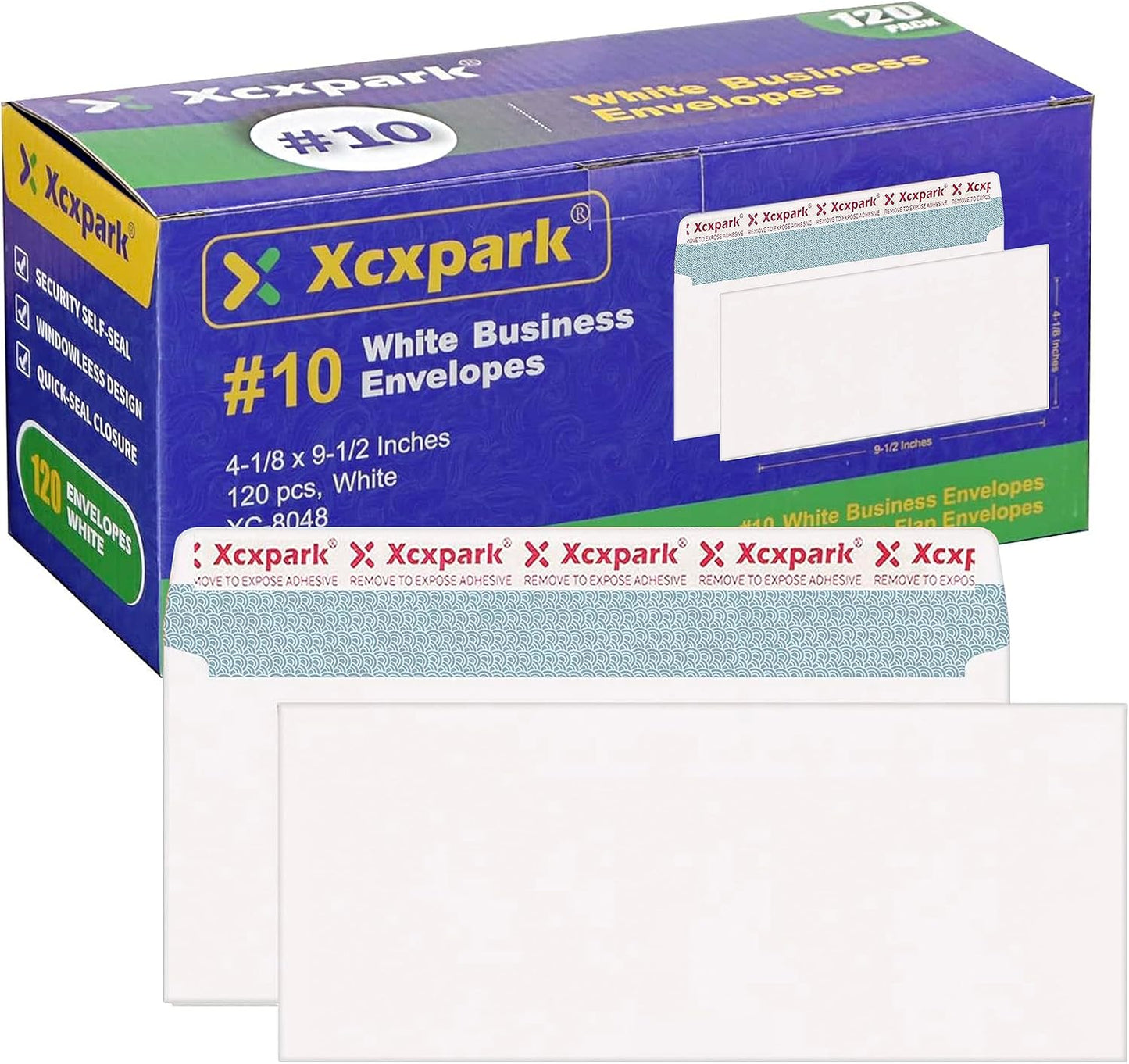 120 PCS #10 White Self Seal Kraft 4-1/8 x 9-1/2 inches Security Envelopes, Windowless Invisible Envelopes Super Strong Quick Seal Envelopes Security Tint Pattern Secure