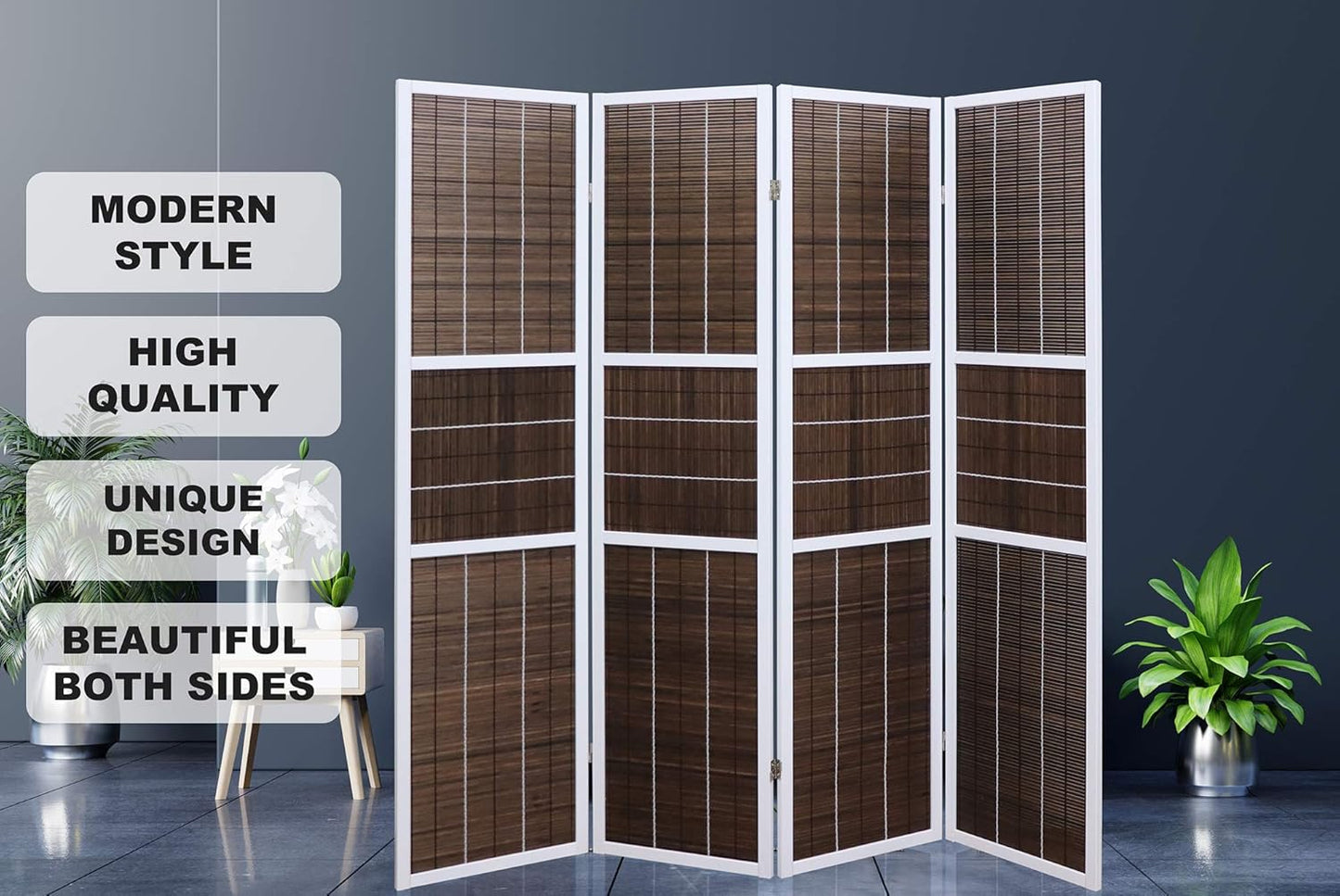 4 Panel 6ft Tall Modern Style Standing Wall Partition Room Divider Panel Indoor Separation, Folding Privacy Screens, Living Room, Partition & Space Divider, Freestanding Inexpensive