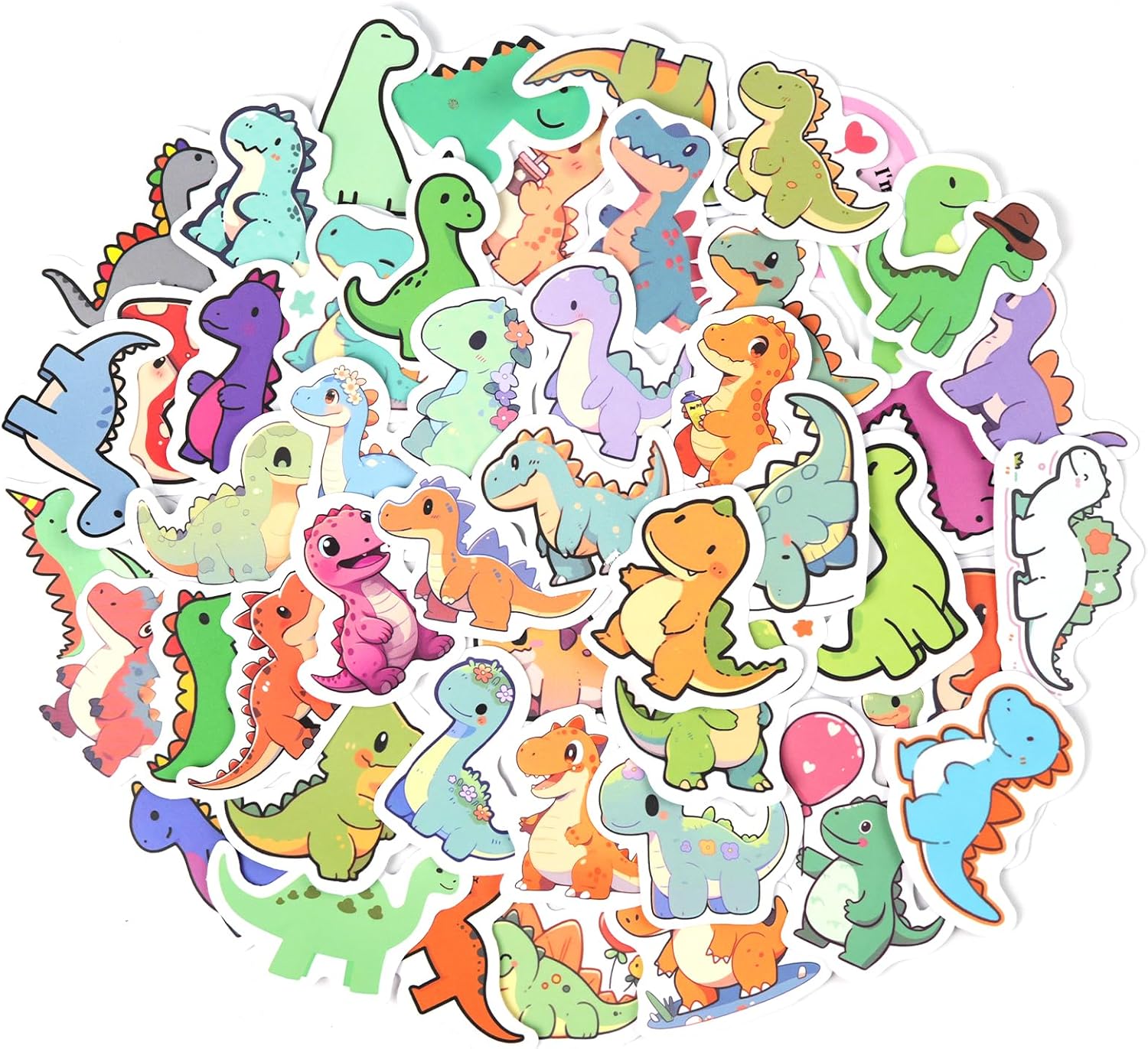 Aowplc 100 Pcs Cute Dinosaur Stickers Pack | Vinyl Stickers for Kids & Toddlers | Dinosaur Party Favors Crafts and Rewards