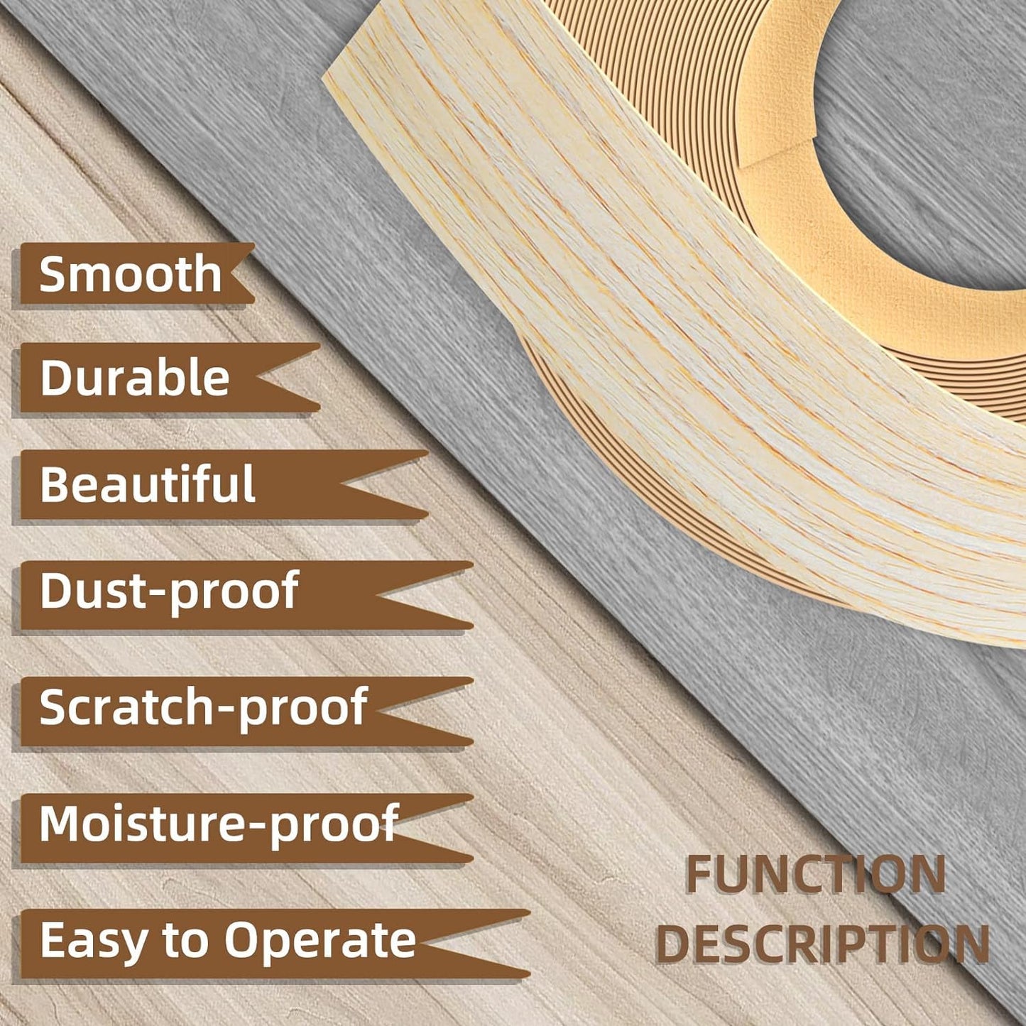 GSCIT Club Oak Edge Banding, 3/4 inch x 500ft roll of Veneer Edge Banding Preglued Flexible Wood Tape for Furniture Repair