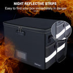 ENGPOW File Box with Lock, Fireproof Document Box with Pockets, Collapsible File Organizer Filing Storage Cabinet with Handle, Portable Home Office Safe for Hanging Letter/Legal Folders,Gray,2 Pack