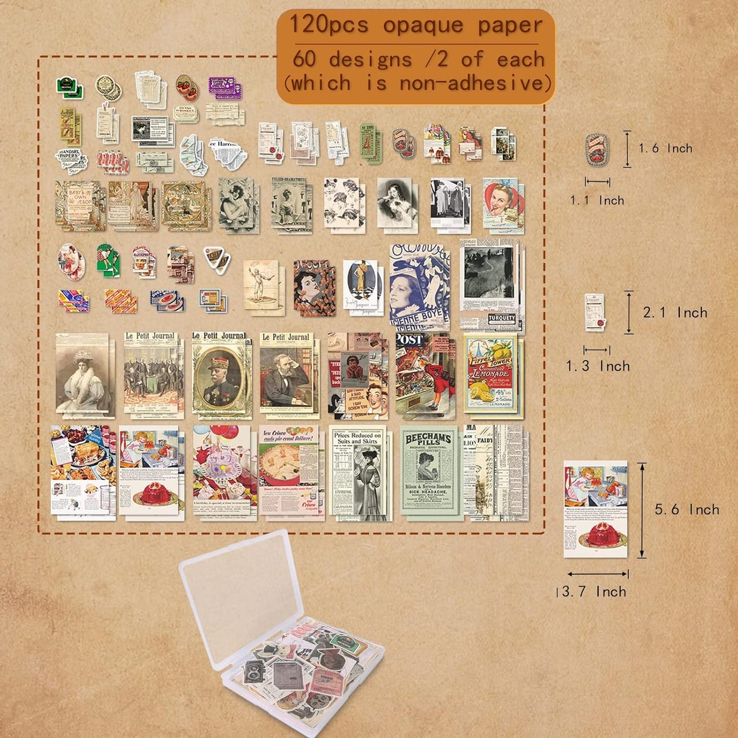 200Pcs Vintage Scrapbook Stickers, Aesthetic Junk Journal Stamping Supplies Kit, Scrapbooking Ephemera Washi Paper for Bullet Journaling Planners Diary Collage (Nostalgic)