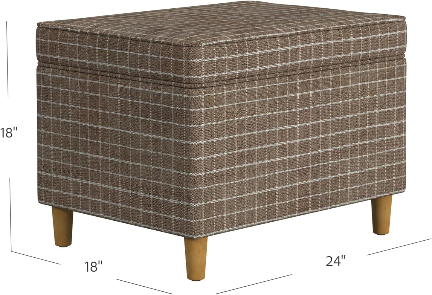 Home Decor | Dinah Collection Modern Storage Ottoman | Ottoman with Storage for Living Room & Bedroom(Brown Windowpane Fabric)