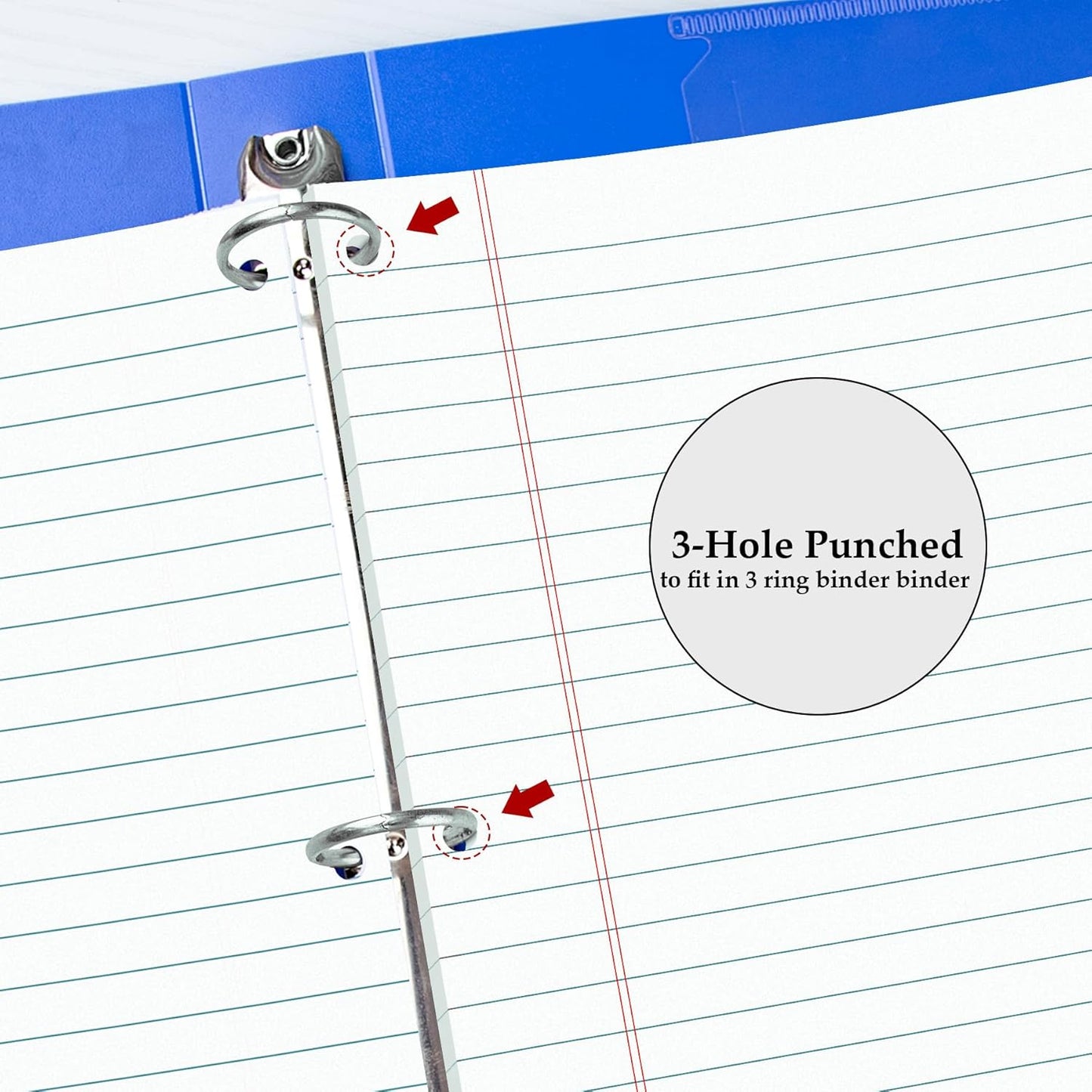 HAUTOCO 12 Pack 8.5 x 11 Legal Pads White Wide Ruled Notepads Perforated Writing Pads, 30 Sheets Per Notepad, 3-Hole Punched Paper, Writing Note Pads for School, Home, Office, Business