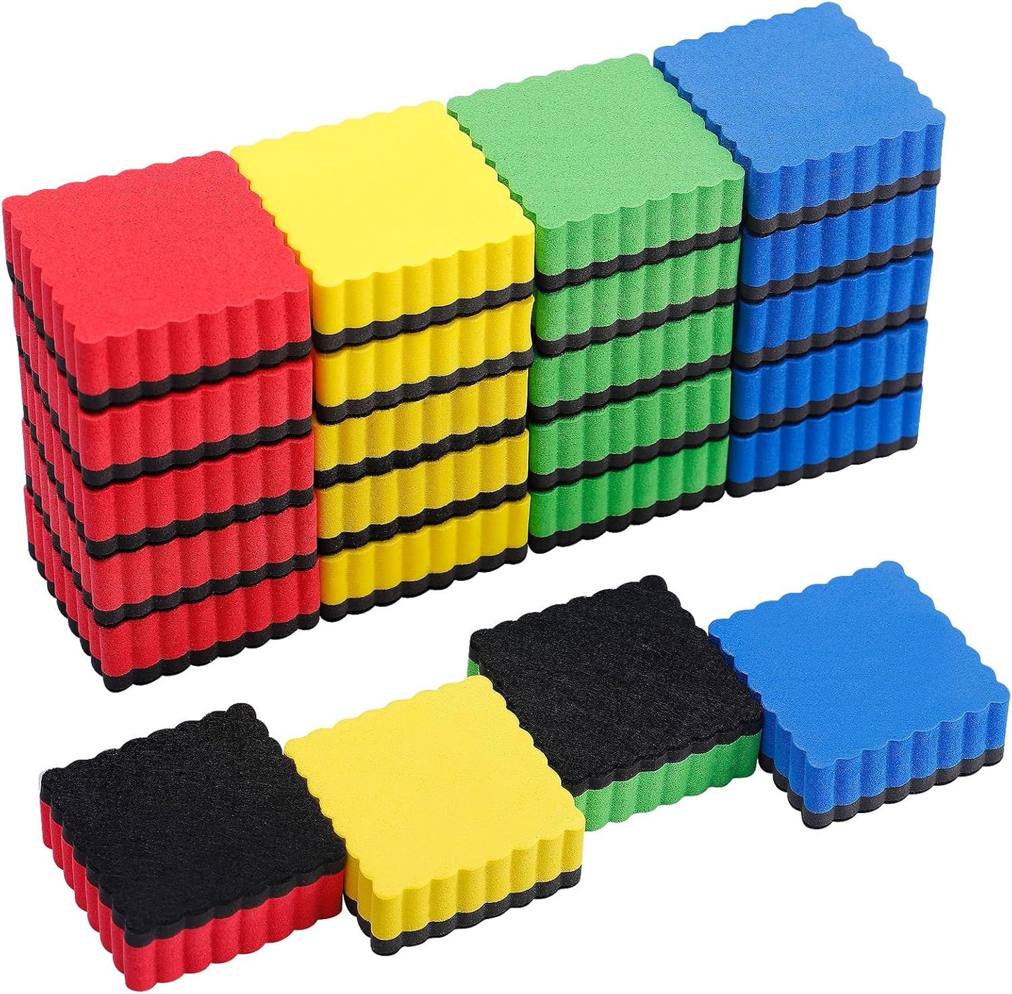 24 pcs Strong Magnetic Whiteboard Eraser - Mini Dry Erase Erasers, Small Chalkboard Cleansers Wiper for Kids and Teachers Classroom Must Haves School Supply Home and Office, Wave Shaped