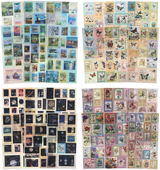 24Pcs Retro Stamp Washi Stickers, Vintage Stickers for Scrapbooking, DIY Crafts, Journaling Supplies & Junk Journal Ephemera