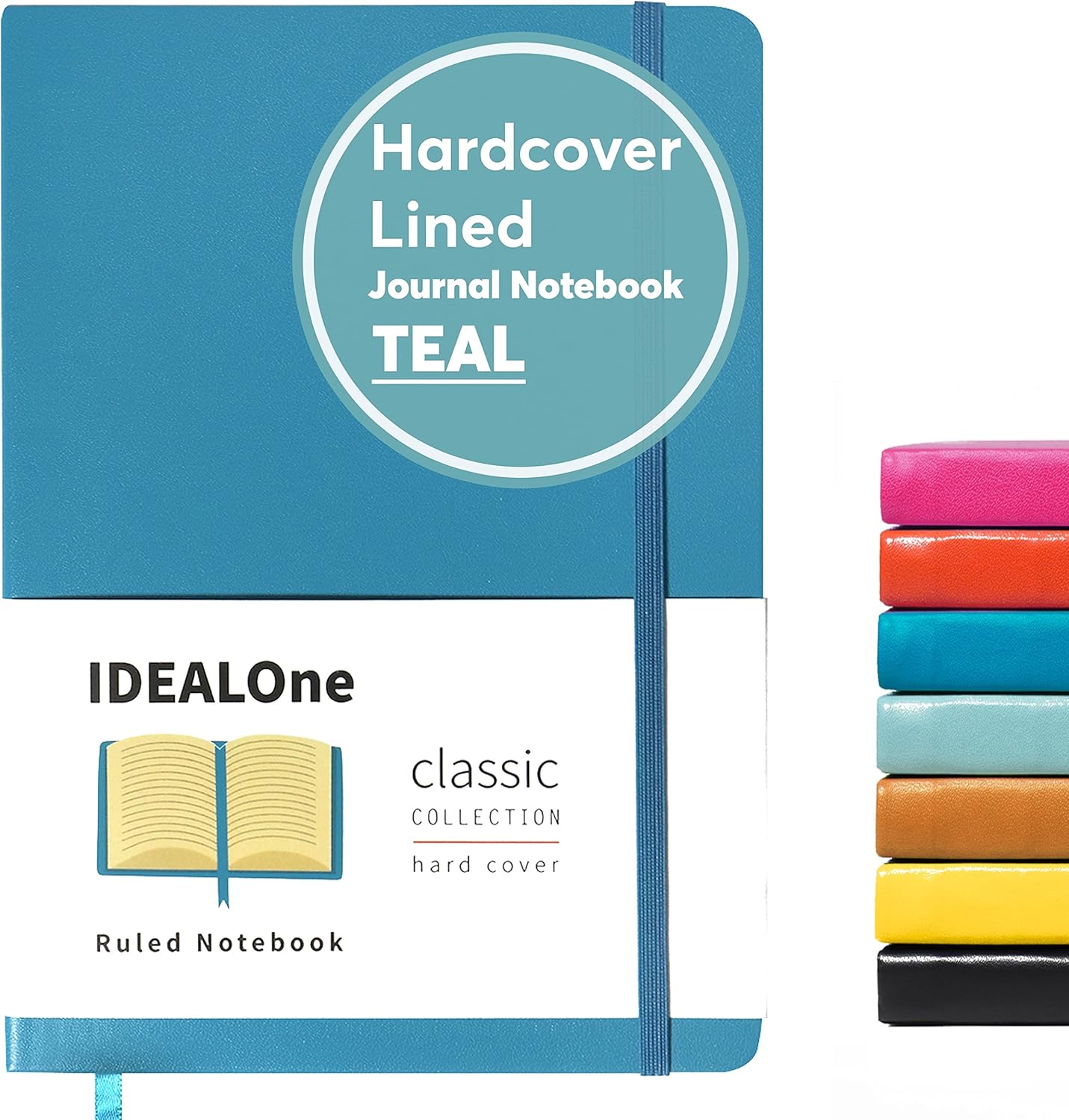 IDEALOne Hardcover Leather Journal Notebook Lined–A5 (5.7x8 inch), College ruled Journaling Notebooks,160 pages, 100GSM Thick Paper, Journal for Women,Men, Teens-Teal