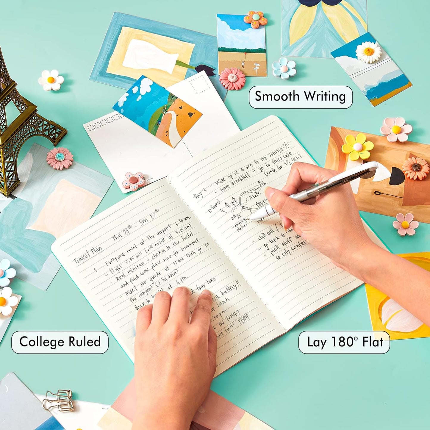 16 Pack Soft Cover Journal Bulk, Feela Lined Notebooks College Ruled for Work for Women Girl Writing, Blank Travel Journal Note Taking Notebook School Business Supplies, 8.2” x 5.5”, A5, Emerald