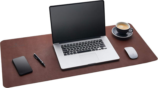 Gallaway Leather Desk Mat - Desk Pad 91.5 x 43 cm - XXL Mouse Mat - Non-Slip Desk Cover - Desk Accessories (Dark Brown)