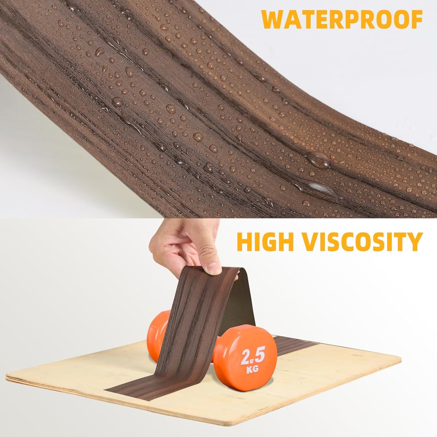 GSCIT Club Walnut Wood Tape, 2.4 inch X 15ft Self Adhesive Wood Grain Repair Tape Silver Walnut Repair Patch for Tables, Chairs, Baseboards, Doors, Windows, Floors