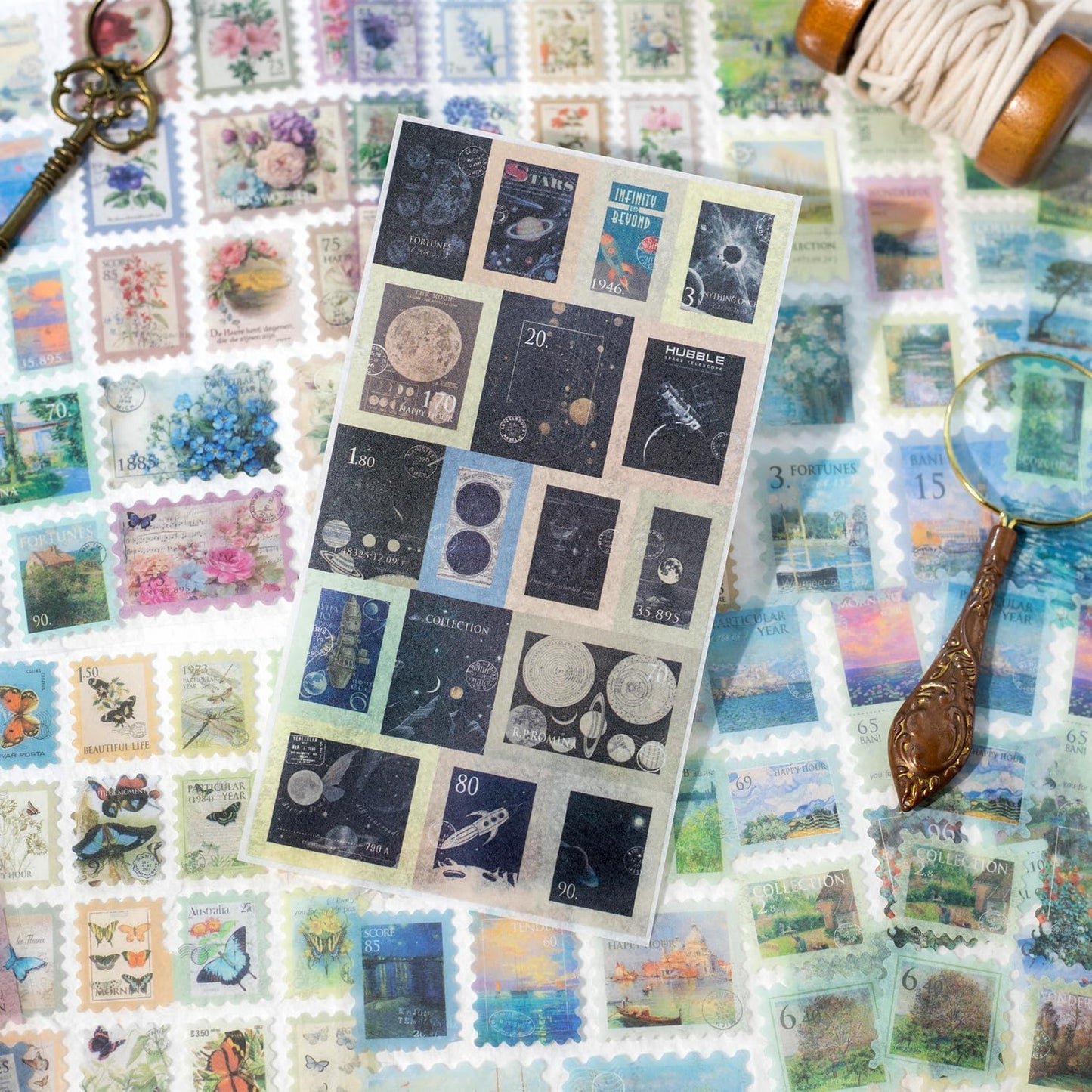 24Pcs Retro Stamp Washi Stickers, Vintage Stickers for Scrapbooking, DIY Crafts, Journaling Supplies & Junk Journal Ephemera