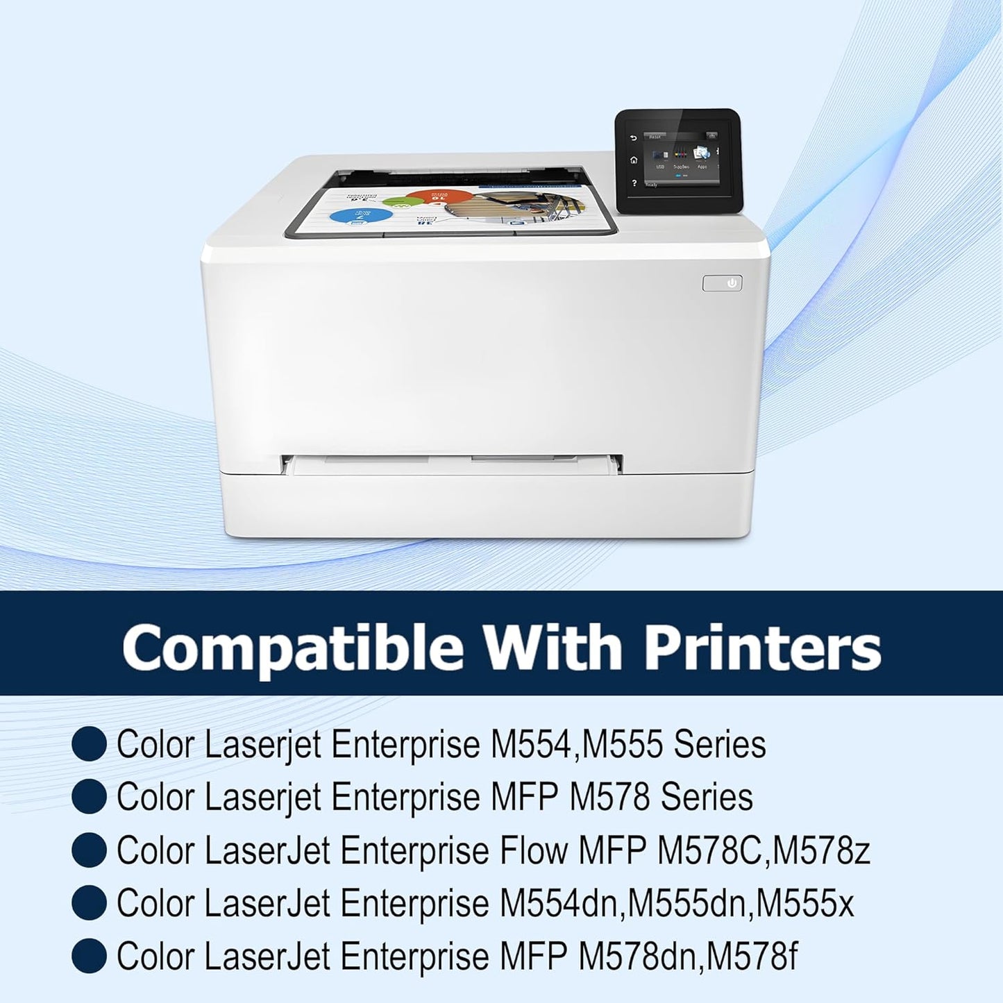 212A Toner Cartridges 4 Pack Replacement for HP 212A Toner Works with HP Color Laserjet Enterprise M555,M554,MFP M578 Series M554dn, M555dn, M555x Printer Ink (Black,Cyan,Magenta,Yellow)