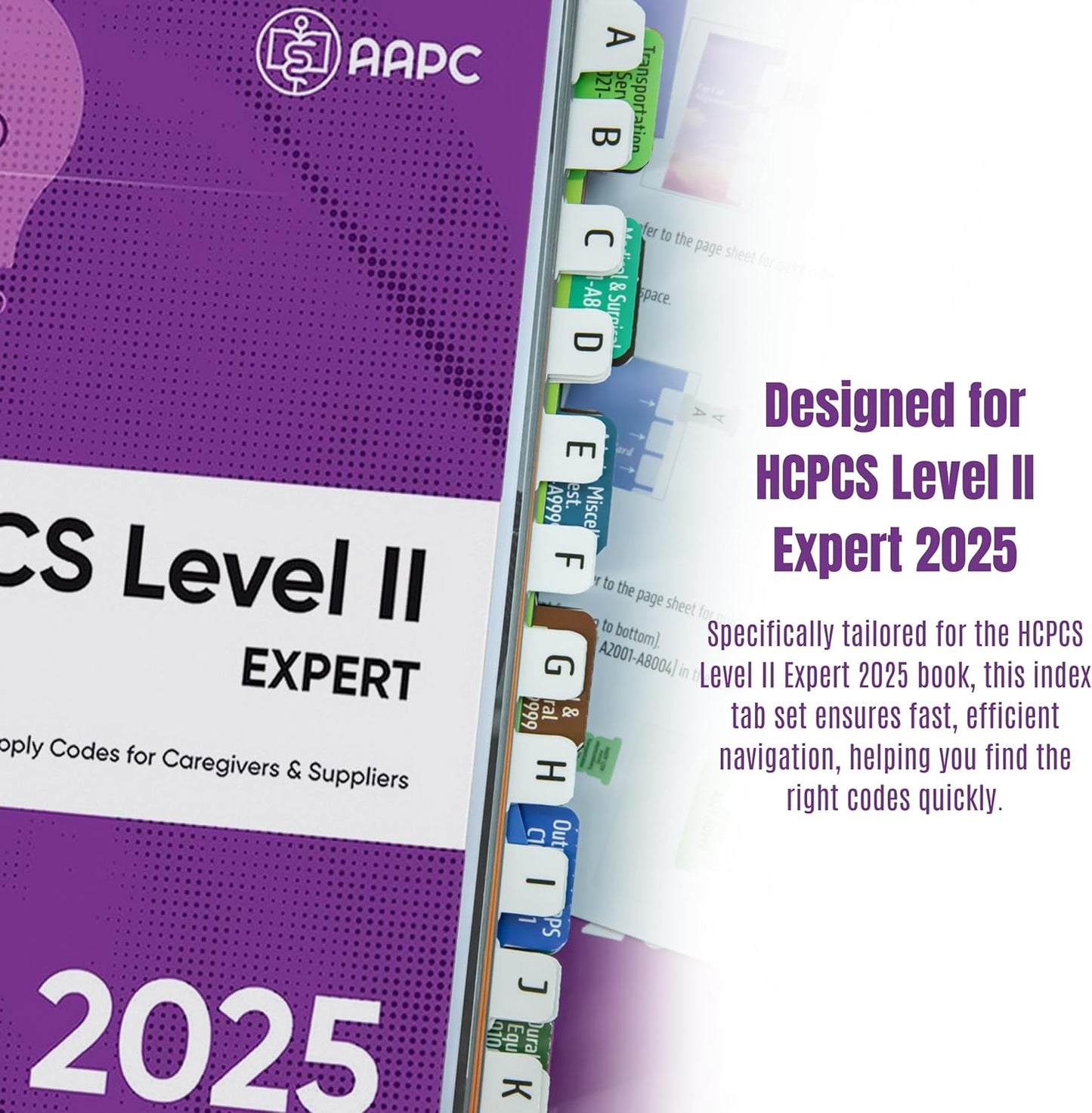 Index Tabs for HCPCS Level II Expert 2025 (AAPC Version), Laminated and Color-Coded HCPCS 2025 Book Tabs, with Clear Alignment Guide and Bookmark (Book NOT Included)