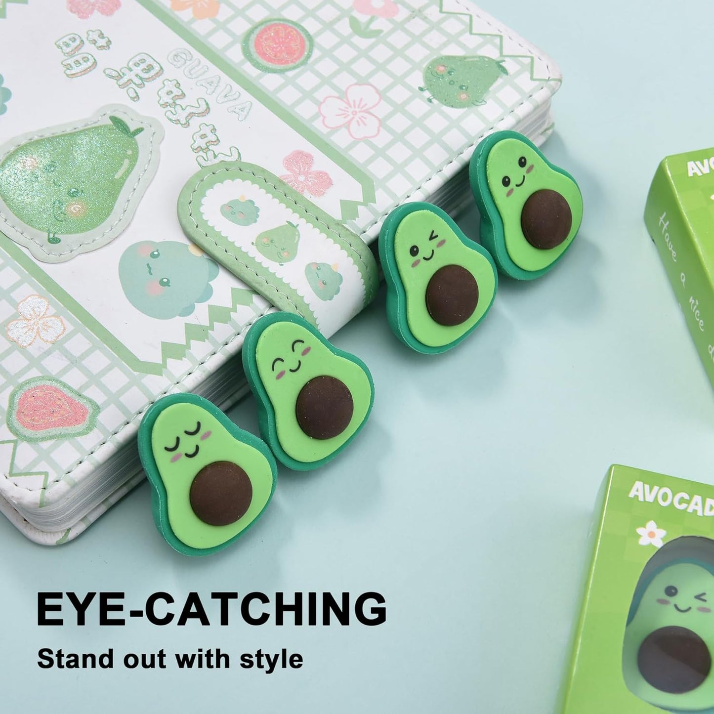 16Pcs Avocado Erasers for Kids Bulk, Kawaii Cute Novelty Fruit Eraser for School Classroom Supplies Party Favors