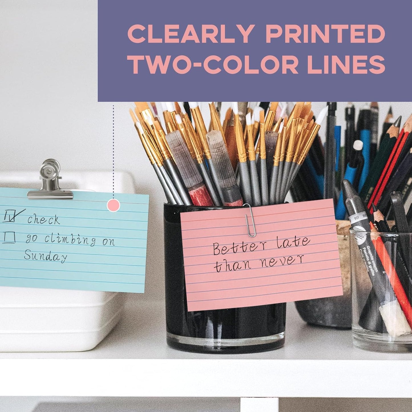 300 Sheets Colored Index Cards 3x5 Ruled-Goefun Lined Note Cards 3 x 5 Color Flashcards for Studying, Note Taking, To Do List