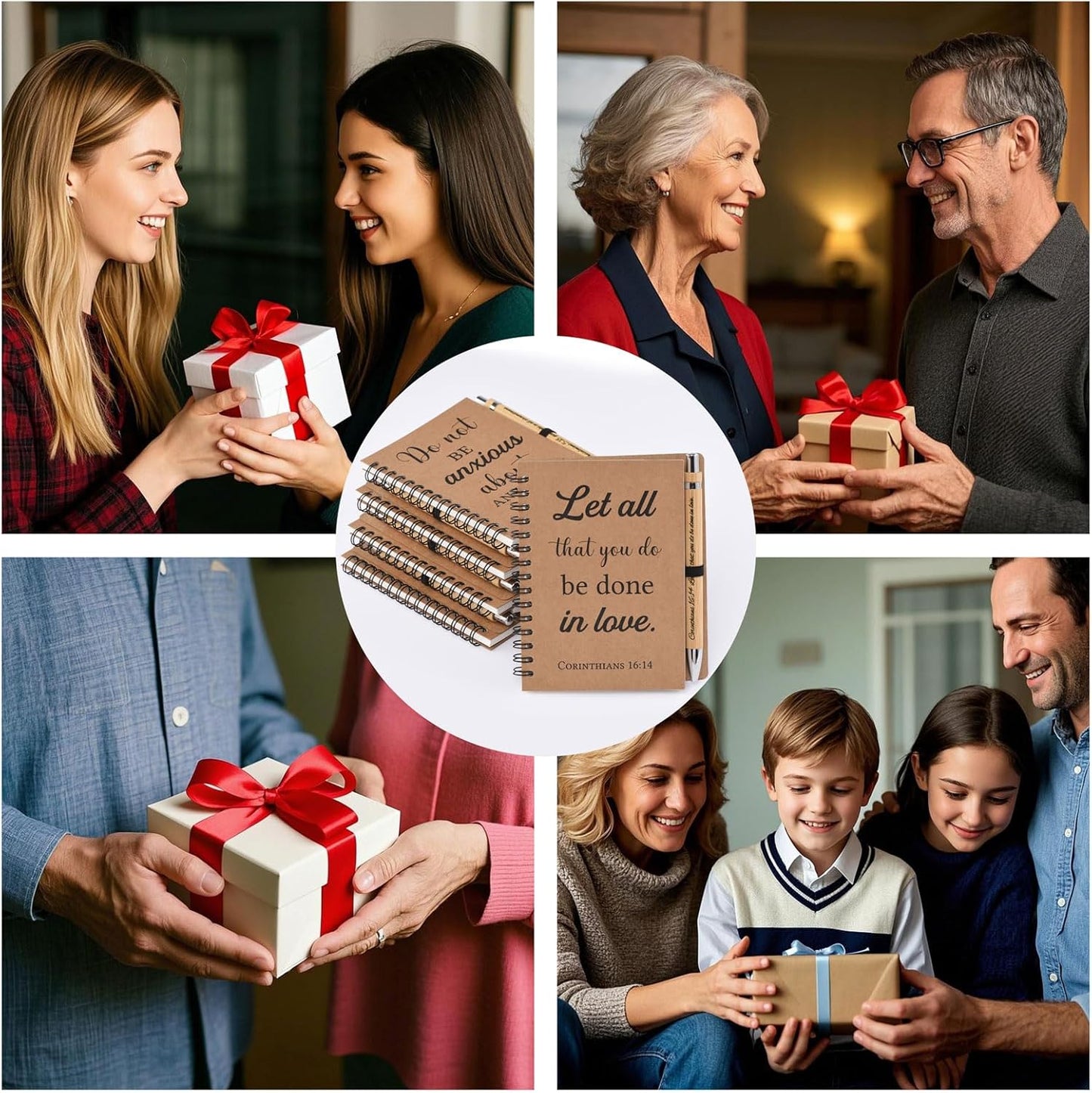 10 Pcs/5 Set of Christian Gifts Spiral Notebooks Bulk Journals with Christian Pens Prayer Journal Christian Journal for Women and Men, Perfect Home Gifts