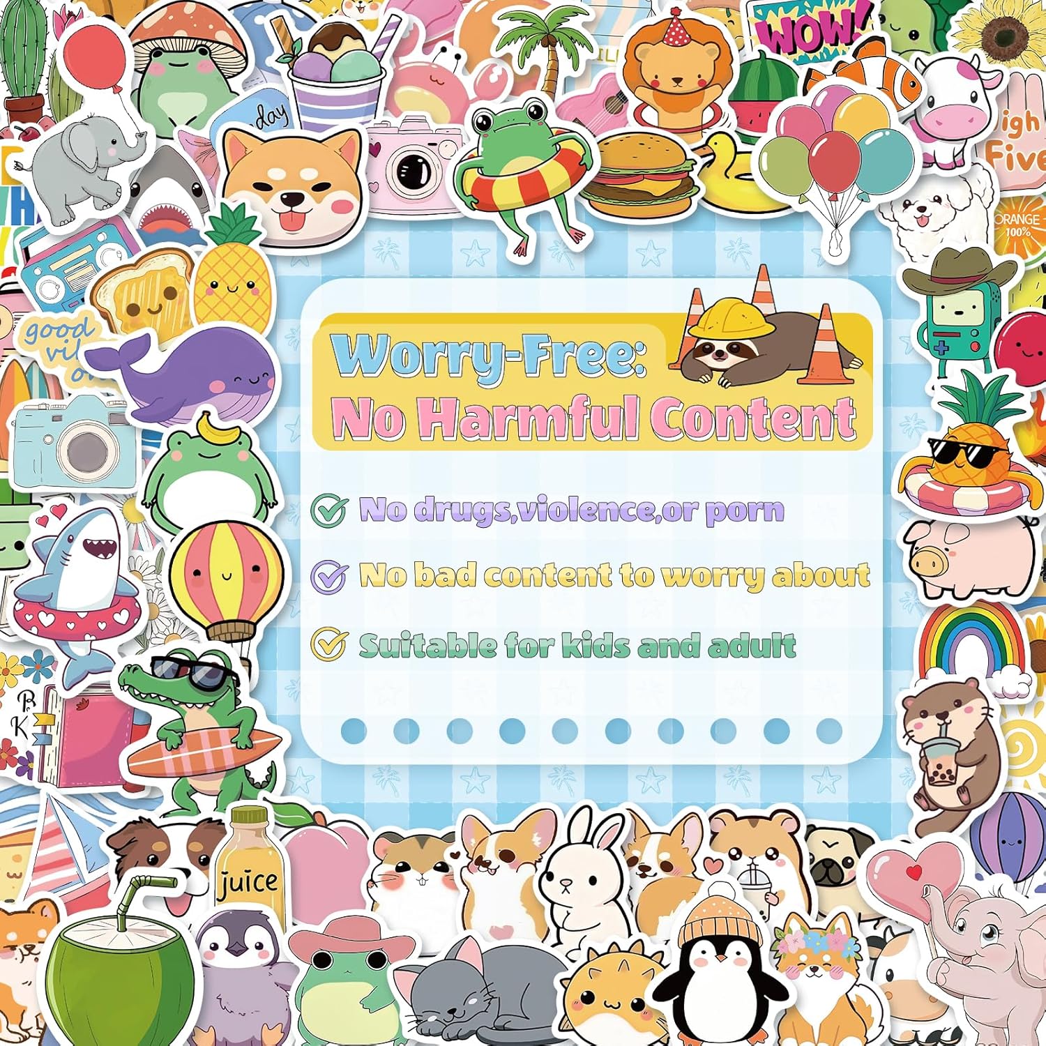 300 PCS Water Bottle Stickers for Kids,Cute Waterproof Vinyl Laptop Stickers Pack for School Supplies Classroom Teacher Prizes, Fun Gift Sticker Pack for Girls Teens Students