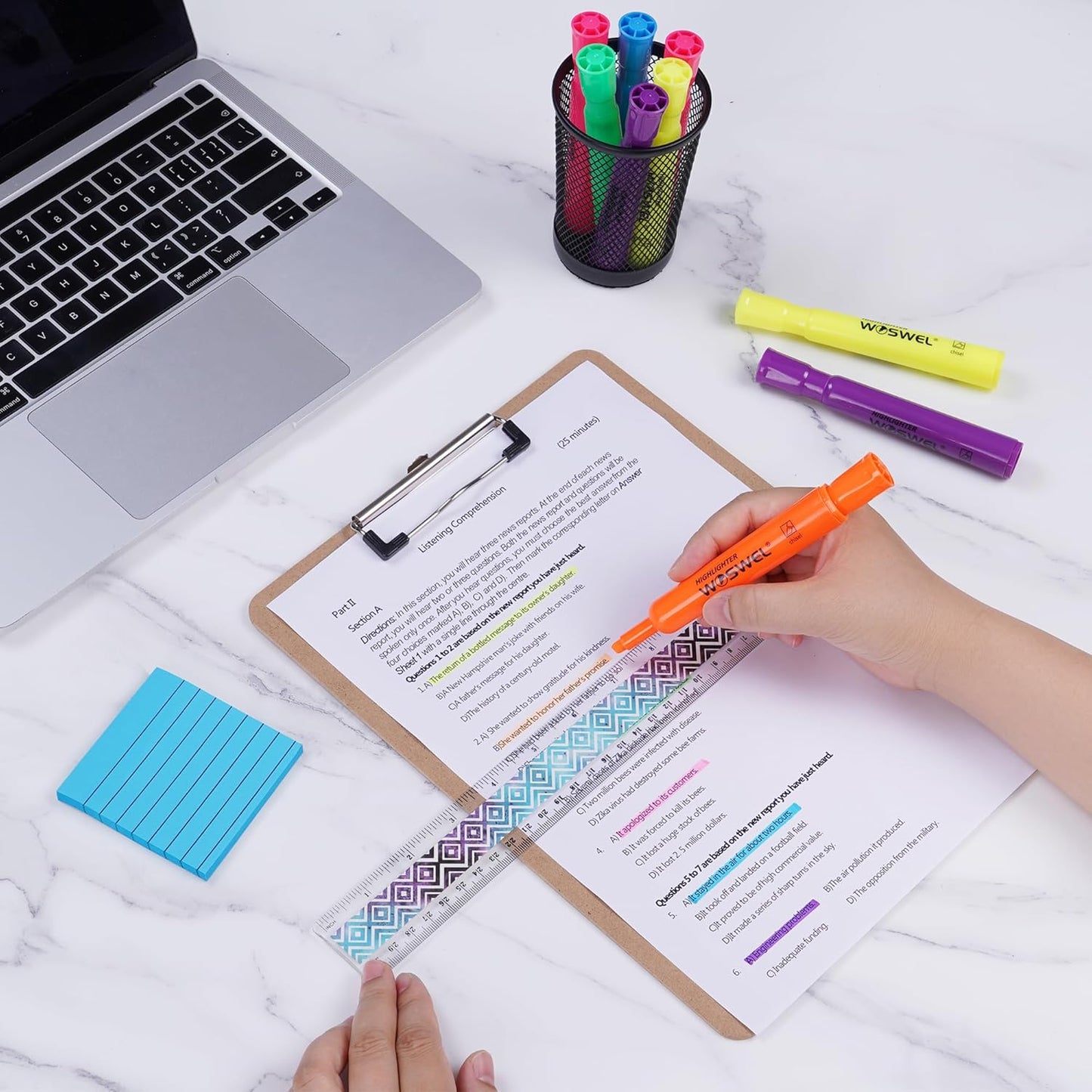 Highlighters Bulk, 24 Pack Tank Style Highlighters Assorted Fluorescent Colors Set, 6 Bright Colors Chisel Tip Highlighter Markers for Kid and Adult Coloring, Highlighting as School Supplies