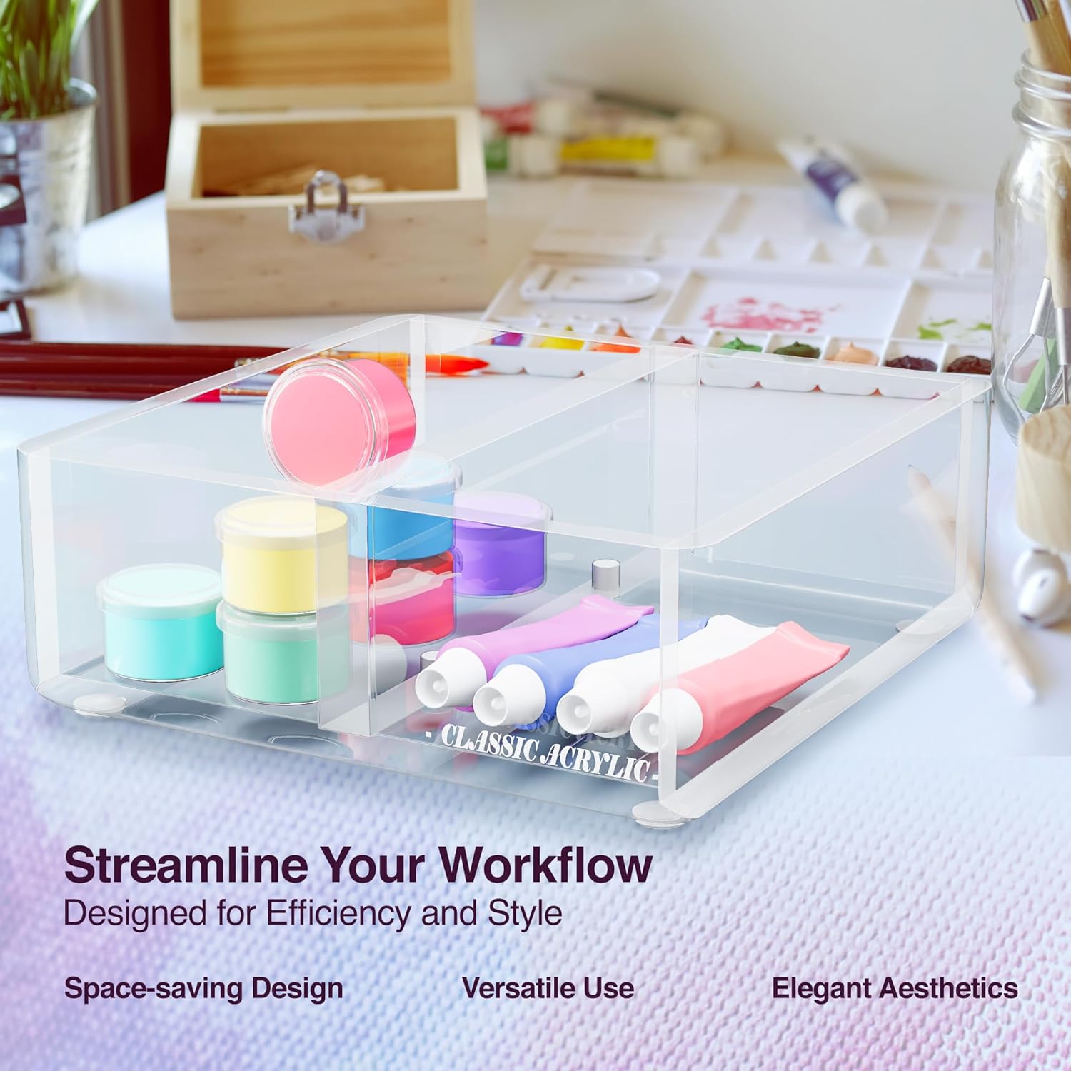 Paper Clip Holder w/Adjustable Compartment Includes Premium Gift Box. Great Gift for Christmas. Durable & Stylish Desk Organizer for Office Supplies & Sticky Note/Post it Note Holder.