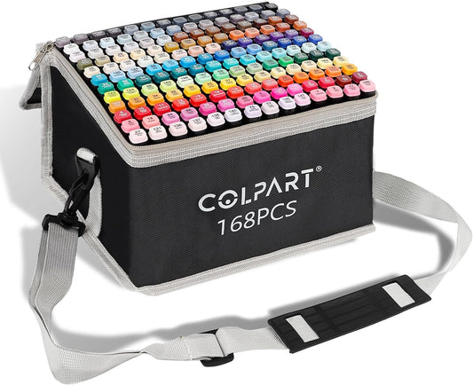168 Colors Alcohol Markers Brush Tip Dual Tip Art Markers for Kids Marker Pens with Pen Holder and Carry Bag for Adult Coloring Painting Supplies Perfect for Painting, Coloring, Sketching and Drawing