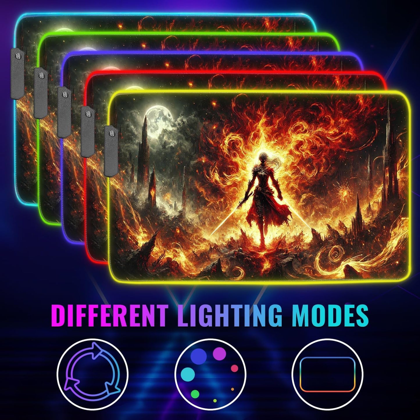 Gaming Mouse Pad - Desk Mat Gaming Mouse Pad , Medium Extra Large Extended Big Long Huge XL XXL and XXXL RGB LED Light Mousepad For a Computer , PC Mats Mousepads Hellfire Crusader