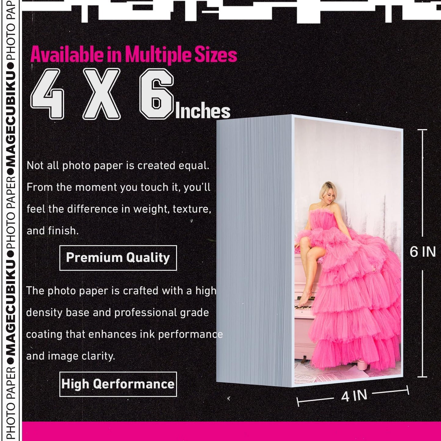 Glossy Photo Paper 4x6 Inches,200 Sheets 70 lb/258 gsm Premium Heavyweight Photographic Paper for Inkjet Printer Instant Dry Professional Postcard Picture Use Dye Ink