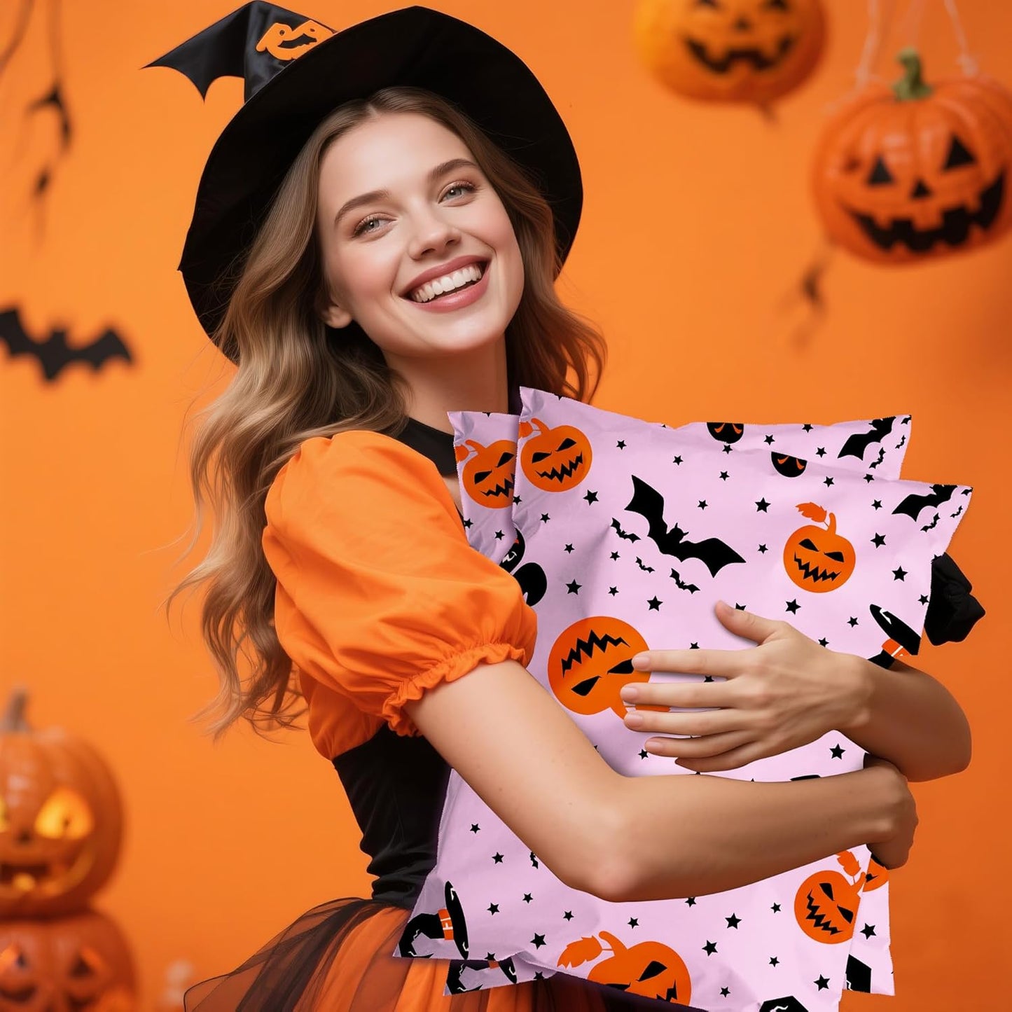 Halloween Poly Mailer 10x13 Inch 100 Pcs, Waterproof Shipping Bags for Clothing, Tear-Resistant Mailier Bags, Strong Mailing Bags with Self-Seal - Purple