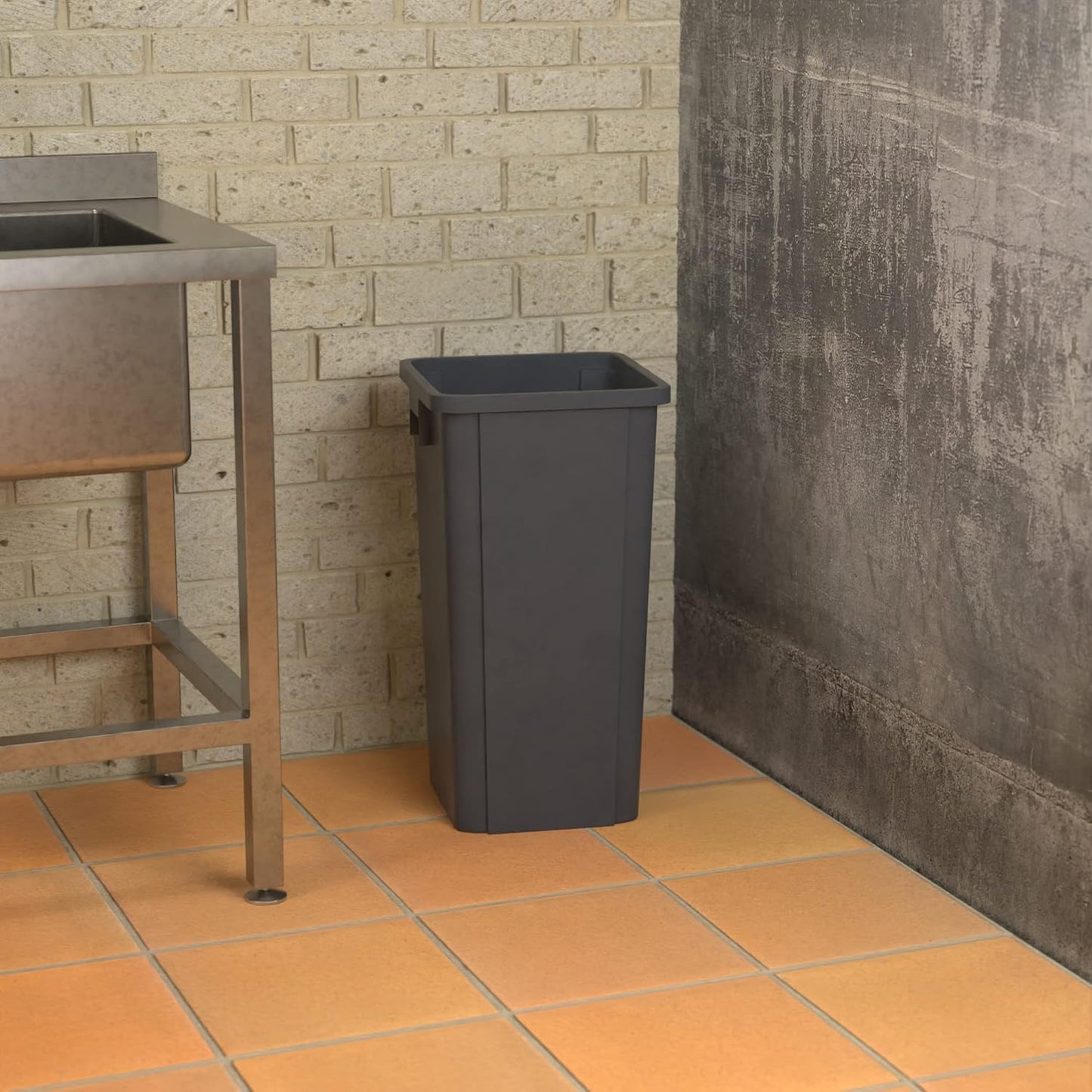 23 Gallon Grey Square Commercial Trash Can