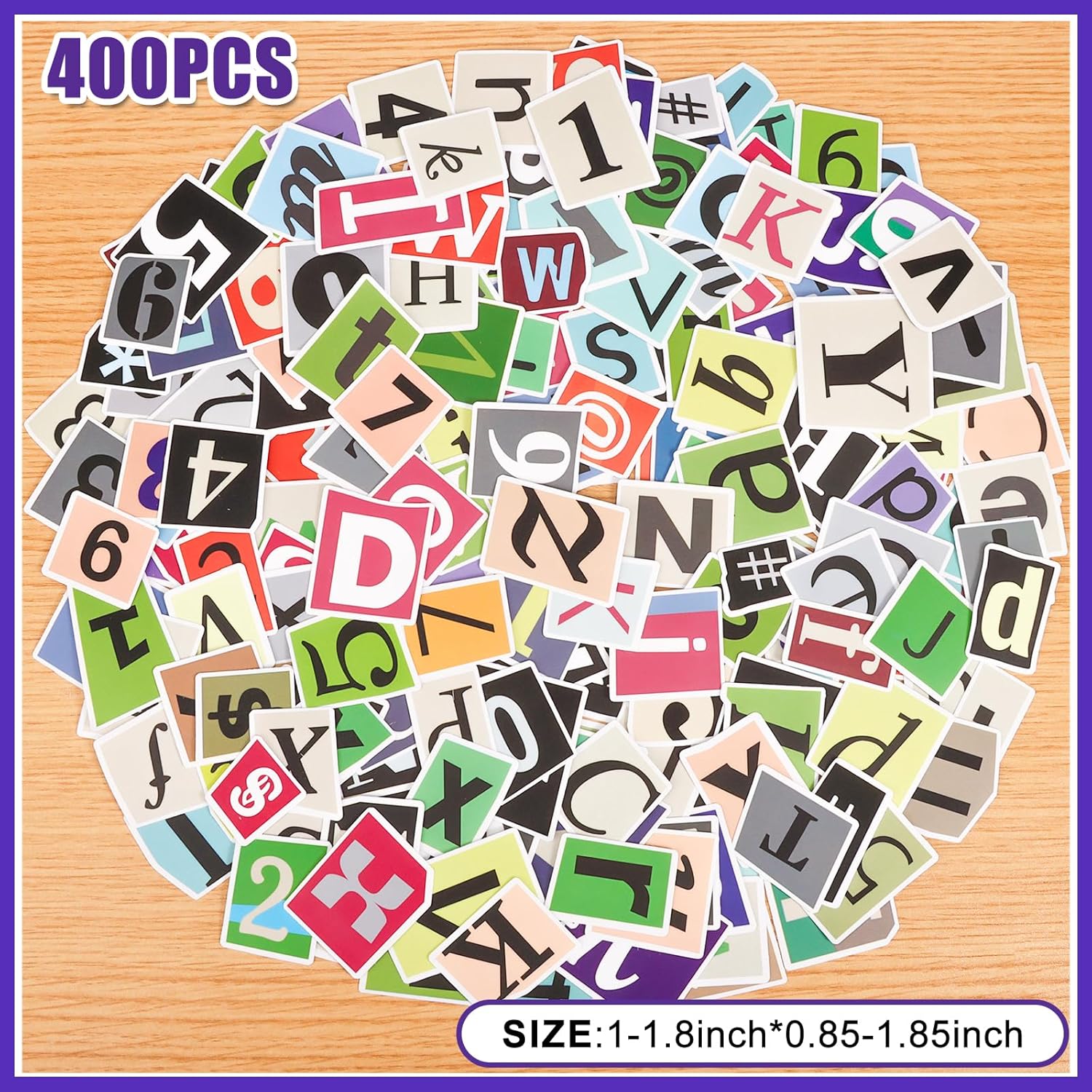 400Pcs Alphabet Letter Stickers, Waterproof for Scrapbook, Notebook, Classroom Decor, Door, Mailbox, Water Bottle, Laptop - A-Z, Numbers 0-9, and Symbols