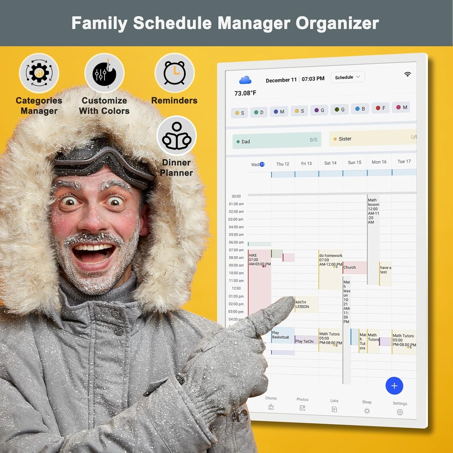 32" Smart Digital Calendar for-Family-Business-Planner - Electronic Calendar for Business Chore Chart, Touchscreen Display for Family Schedules, Auto-Sync Google iCloud Outlook Calendars for Kid Adult