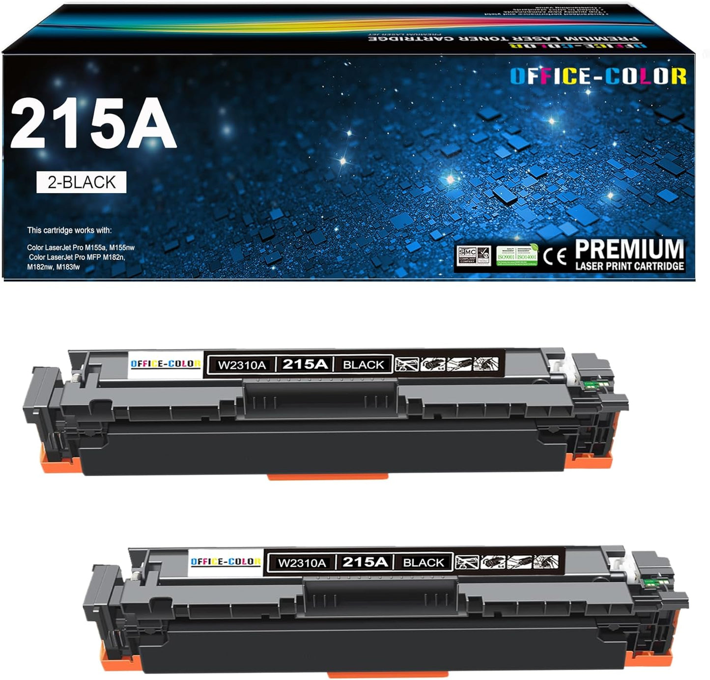 2 Pack Replacement for HP 215A Black Toner Cartridge W2310A for hp Color Pro M182nw M183fw M182 M183 M155 Series Printer Ink