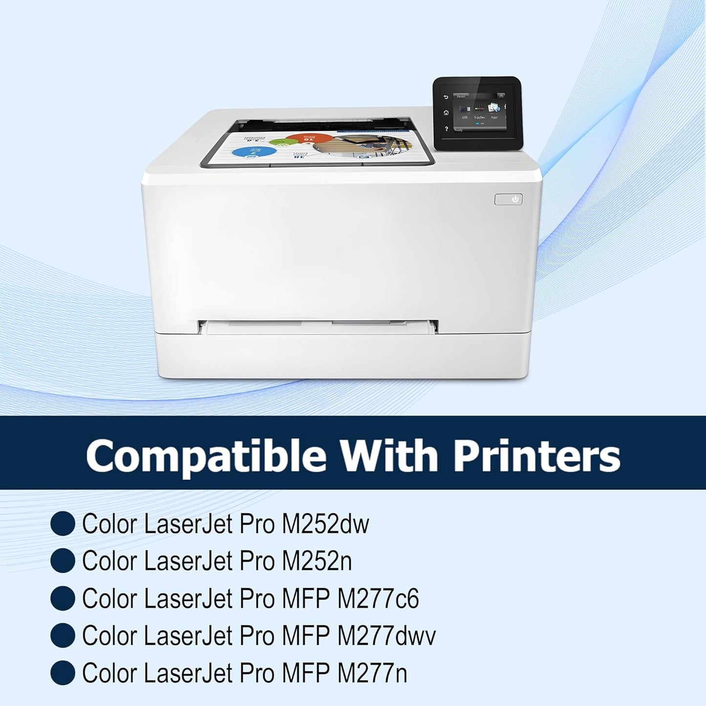 201A Toner Cartridges 4 Pack Works with HP Color Laserjet Pro MFP M277dw M252dw M277n M277c6 M252n M277 Printer (Black,Cyan,Magenta and Yellow)