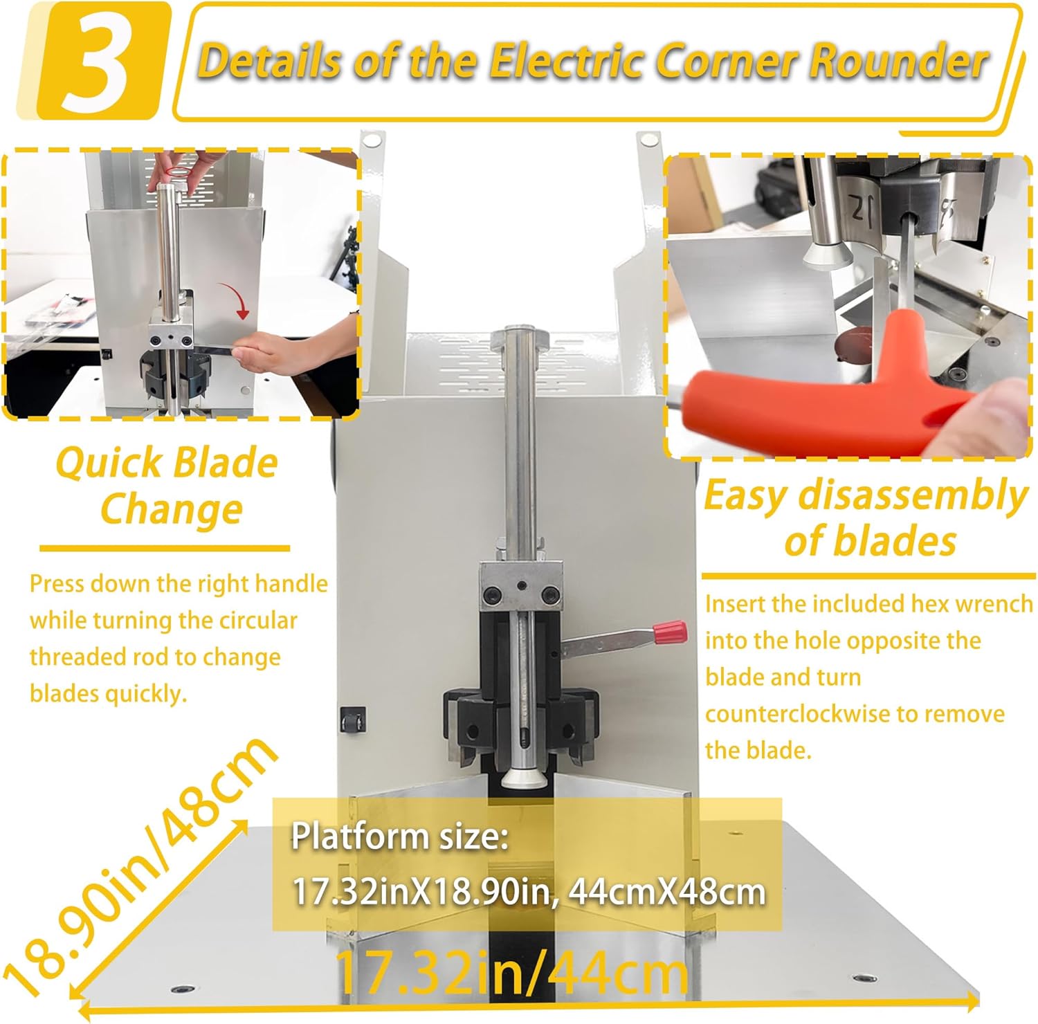Electric Round Corner Cutter Machine with 5 Blades (8/10/12/16/21mm Radius) Foot Pedal Operation Safety Guard Heavy Duty Paper Corner Rounder for Paper Cardstock Leather Plastic