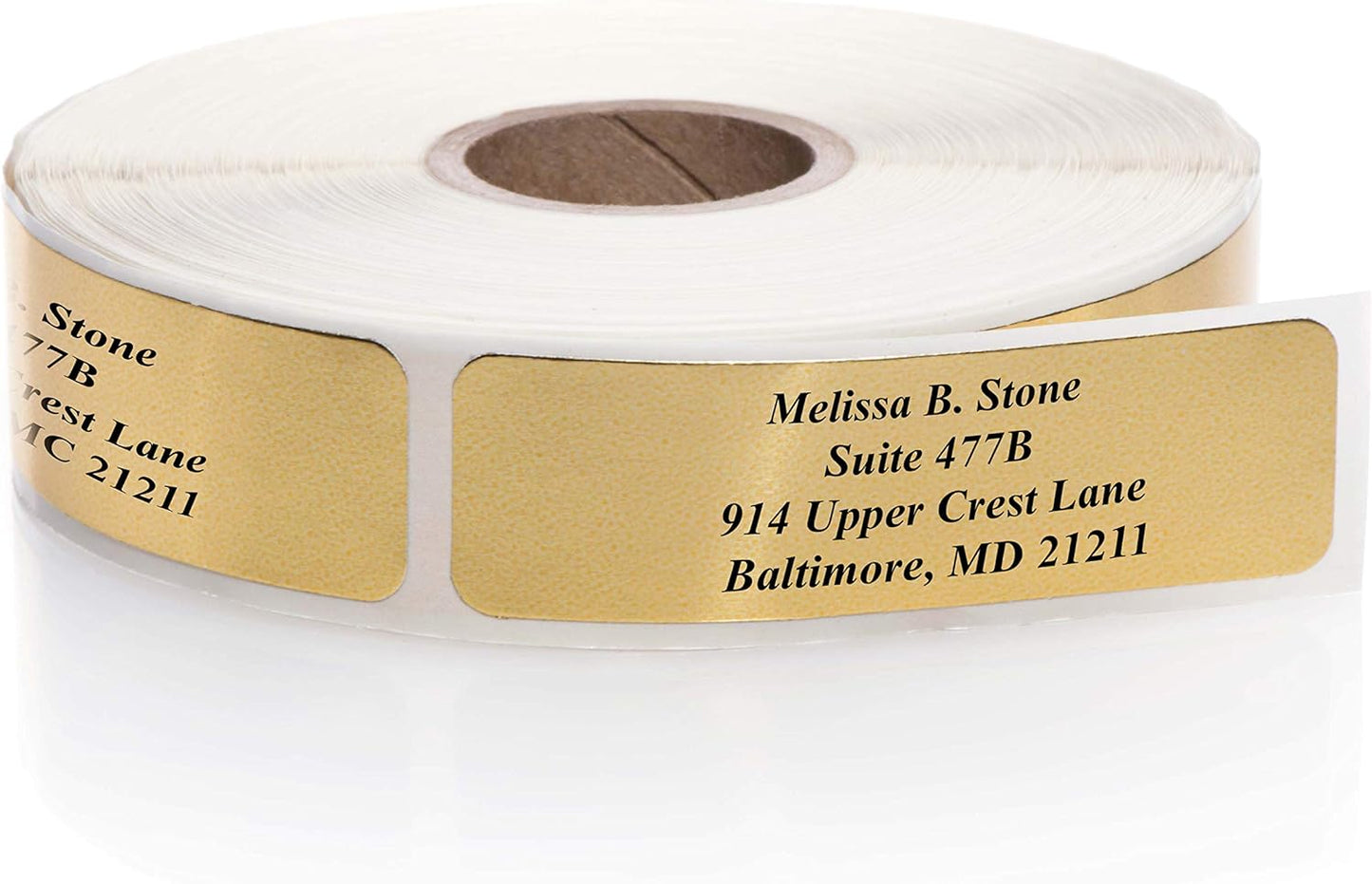 Gold Foil Personalized Return Address Labels Without Dispenser - Roll of 500 Custom Stickers