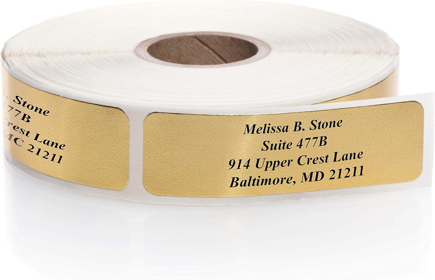Gold Foil Personalized Return Address Labels Without Dispenser - Roll of 250 Custom Stickers