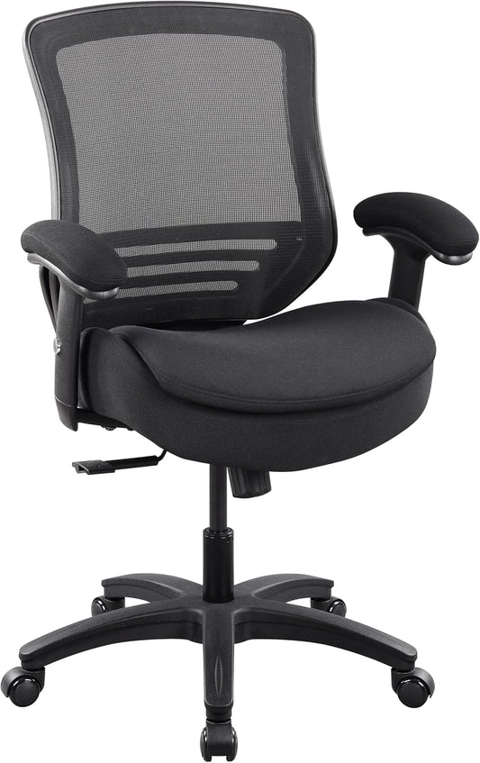 400lbs Ergonomic Office Chair with Double Seat Cushion and Soft Armrests for Executive Computer Desk with Built-in Lumbar Support (Black)