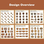 Vintage Kraft Paper Sticker Set, 96PCS Retro Scrapbook Supplies for Journaling and Crafts, Includes Keys, Padlocks, Signs, Labels, Frames, Number Plates