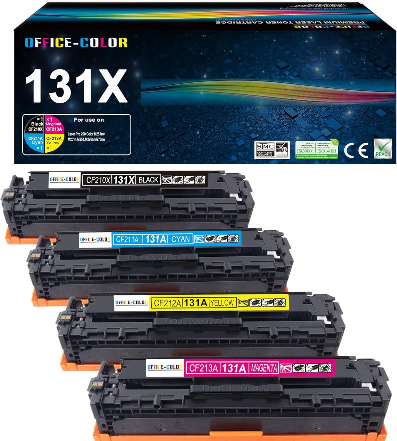 131A 131X Toner Cartridge 4 Pack Works with HP Laserjet Pro 200 Color M251nw,MFP M276nw (Black,Cyan,Yellow,Magenta)