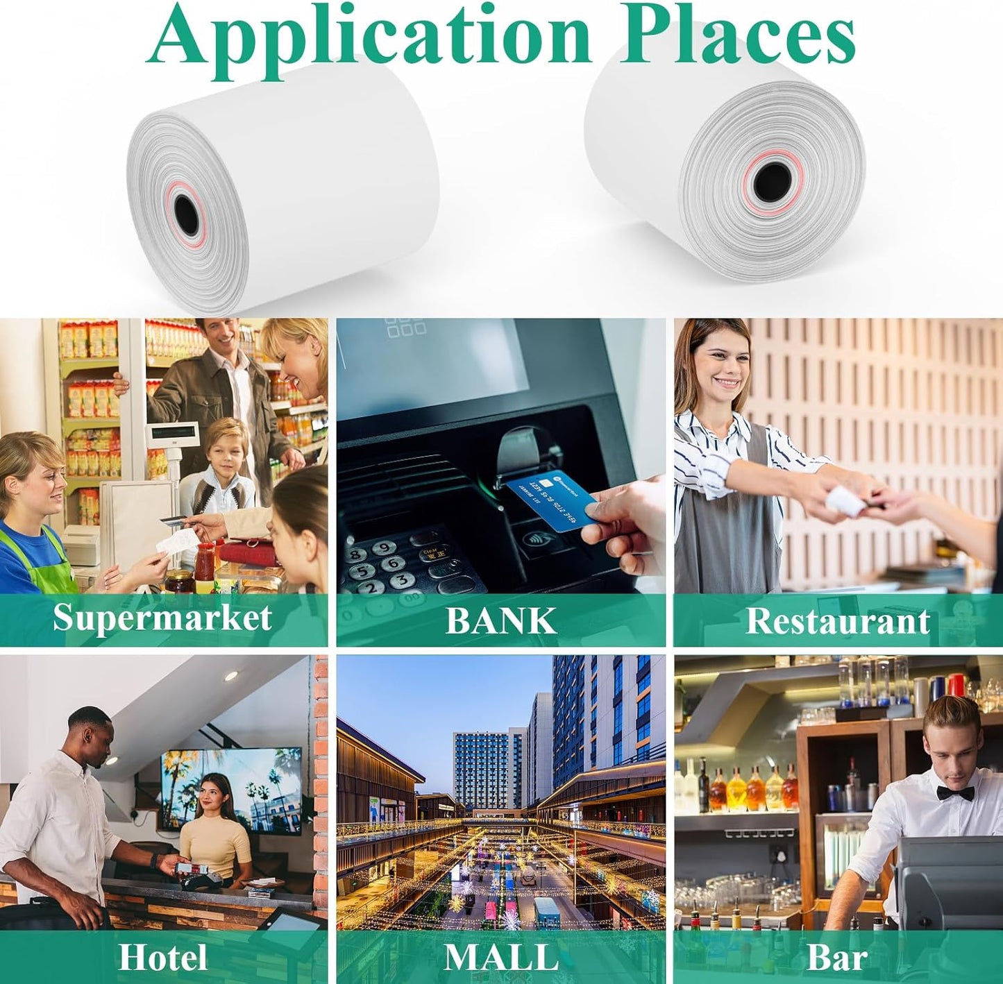 3 1/8" x 230' Thermal Paper Receipt Rolls, Premium Quality Thermal Printer Paper Compatible with Most POS Systems, Cash Registers,Credit Card Paper（20Rolls）