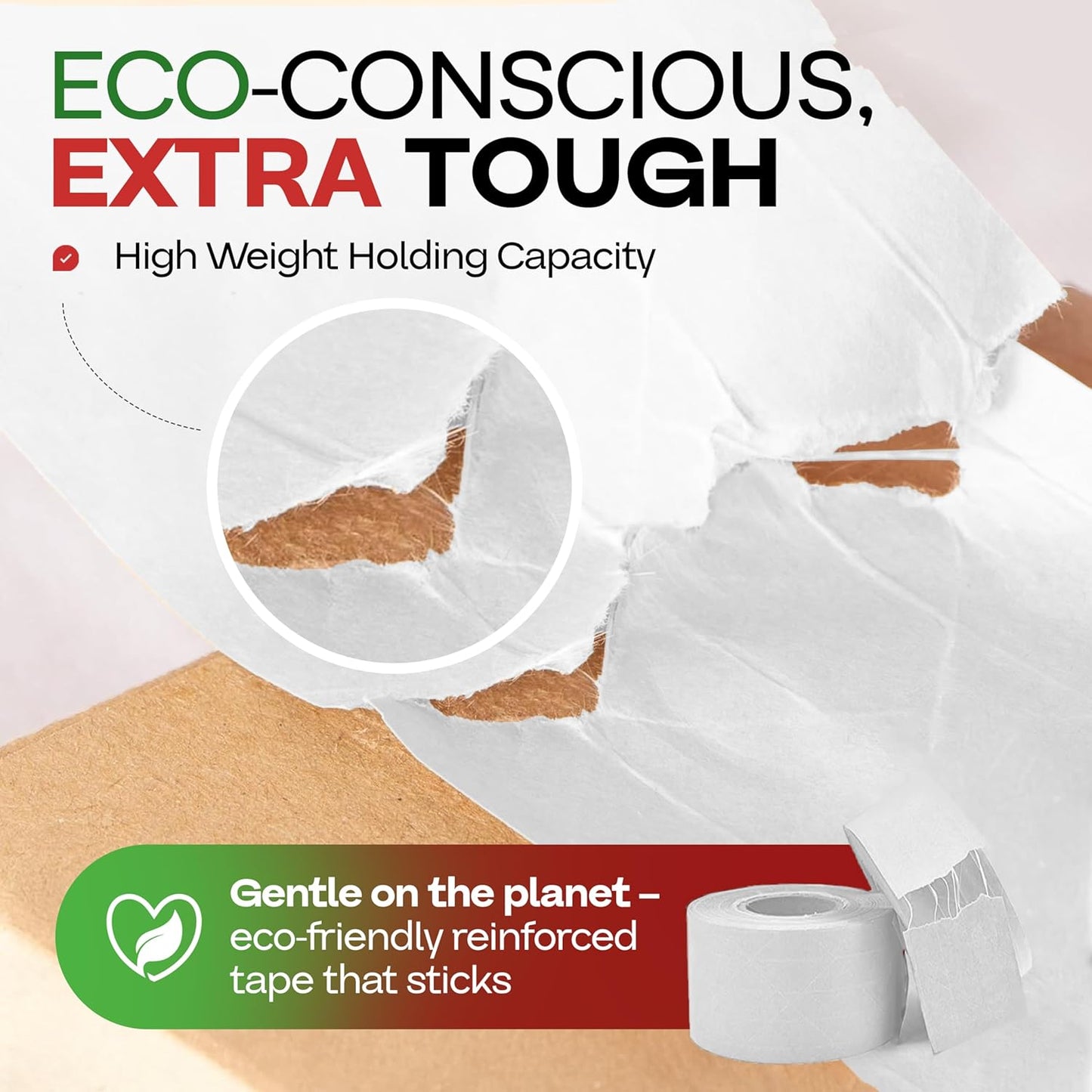 IDL Packaging 2.83" x 450 feet Reinforced Water-Activated Kraft Gummed Tape 30lb Thickness - Secure Paper Packing Tape for Secure Carton Sealing - Heavy-Duty for All Conditions, White