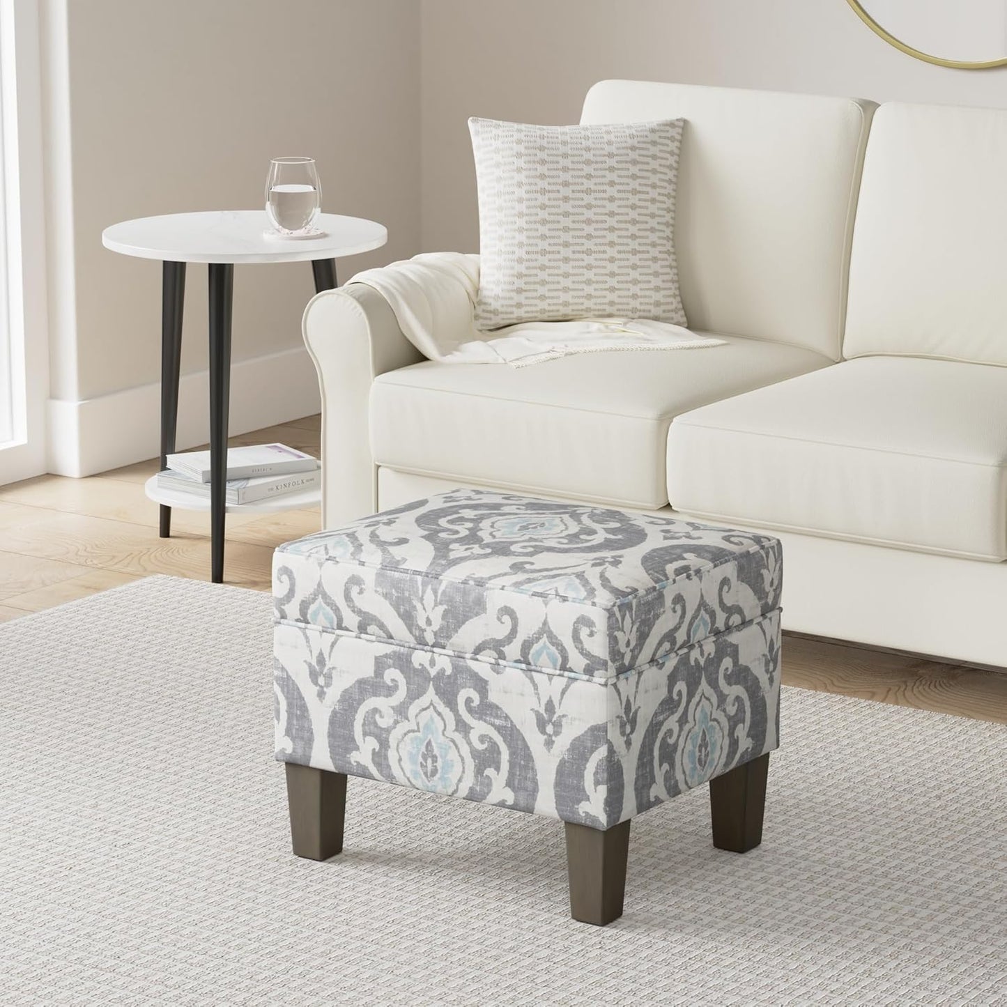 Home Decor | Dinah Collection Modern Storage Ottoman | Ottoman with Storage for Living Room & Bedroom(Blue Slate)