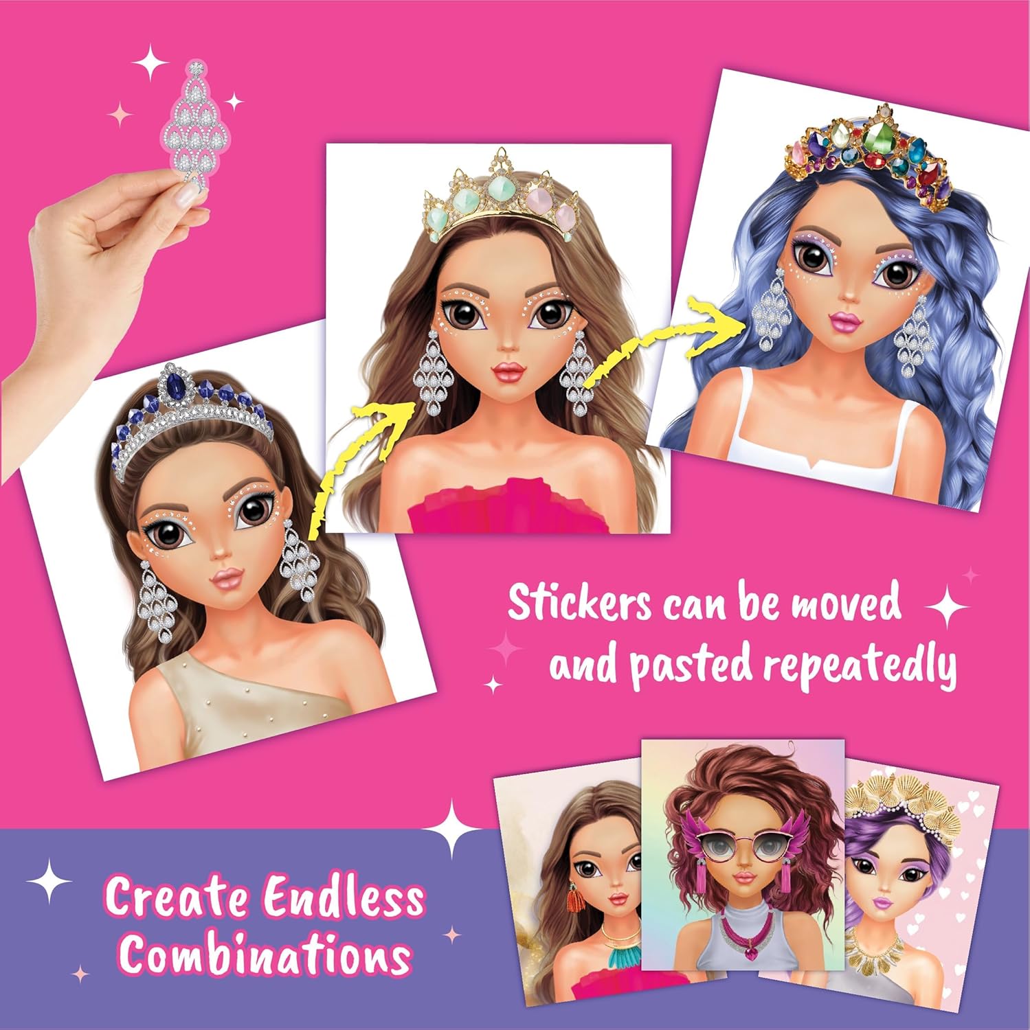 Sticker Stylish Dress up Jewelry. Sticker Activity Book for Kids. Learn Girls Fashion Design with Stickers and Guides for Kids 5 and up with 250+ Reusable Stickers. Gift for Girls