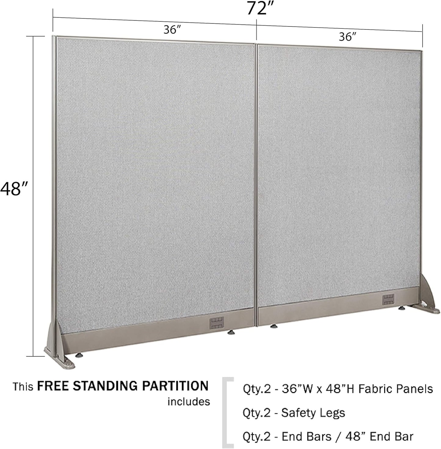 GOF Freestanding Office Partition, Large Fabric Room Divider Panel, 72" W x 48" H