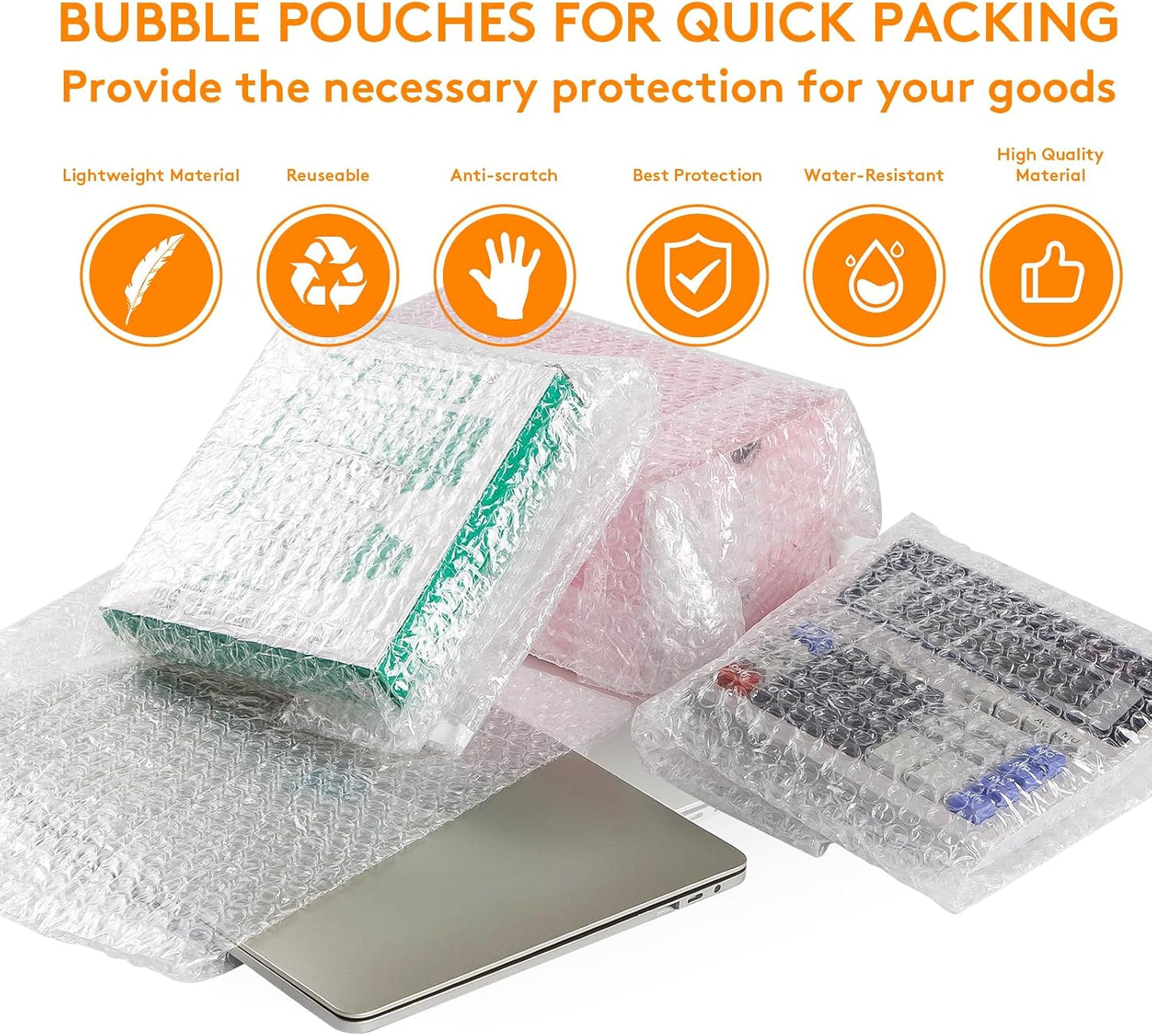 100PCS Clear Bubble Pouches Wrap Bags, 8 x 12 Inch Bubble Out Bag Pouch for Packing & Shipping, Double Layer Bubble Cushion Wrap Bags Protective Bubble Pouches Bags for Moving and Storage